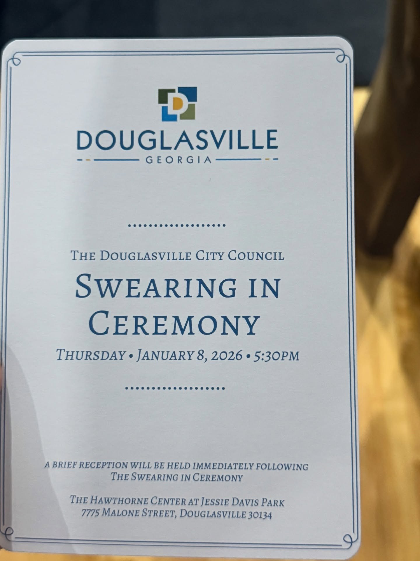 Congratulations to our Douglasville City Council members who were sworn in this week!

Congratulations to Councilman Terry Miller, Councilwoman Nycole Newborn Miller, Councilman Sam Davis, and Councilman Devetrion Caldwell.