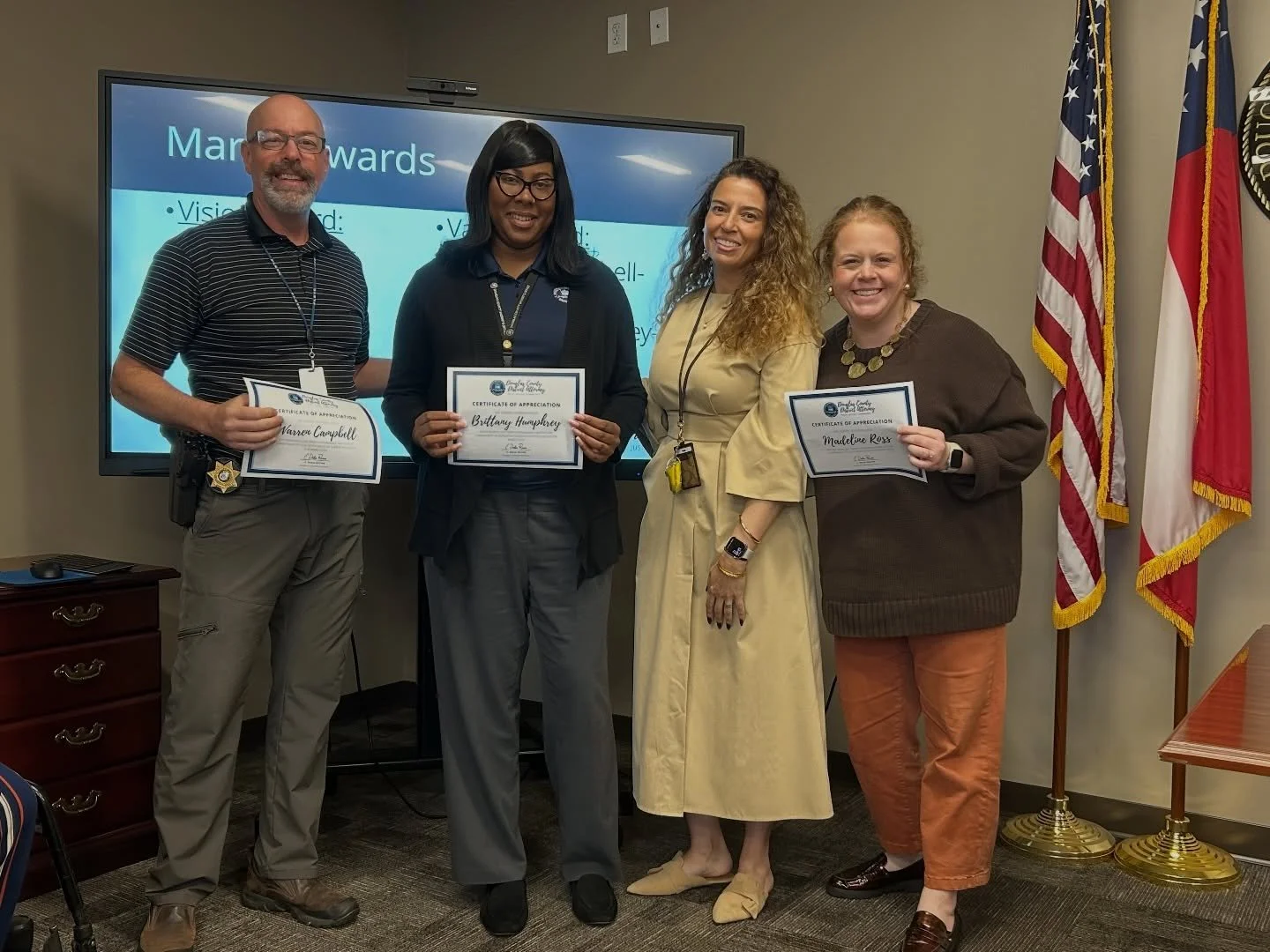 Congratulations to this month&rsquo;s Vision and Value Award winners! 

Our Vision Award goes to Madeline Ross. 
Our Value Award recipients are Warren Campbell for pursuit of justice and Brittany Humphrey for professionalism. 

Thank you for your ded