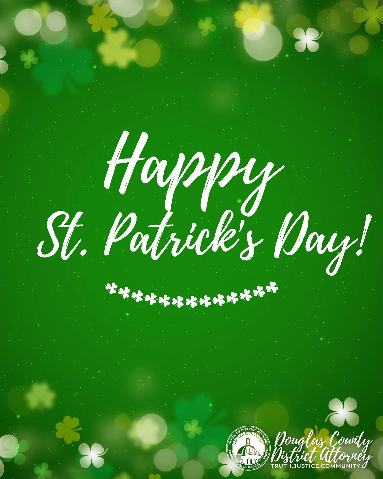 Happy St. Patrick&rsquo;s Day from the Douglas County District Attorney&rsquo;s Office! 

If you&rsquo;re celebrating today, remember that the best kind of luck is making smart choices!

Safety tips for the holiday:
&bull; Have a designated driver or