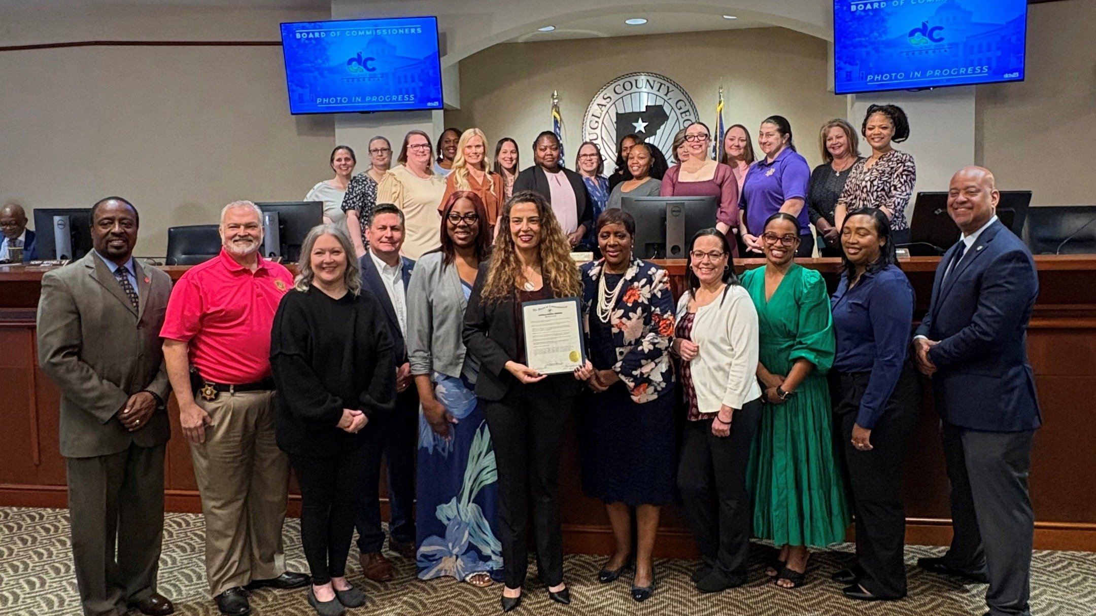 Today, the Douglas County Board of Commissioners voted unanimously to approve the National Crime Victims&rsquo; Right Week Proclamation. District Attorney, Dalia Racine, read the proclamation into the minutes and later gathered with the county commis