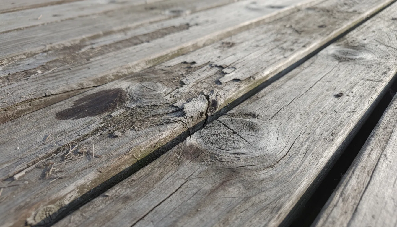 Example of wood rot on deck