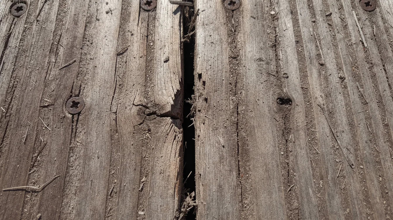 wooden deck with signs of termites
