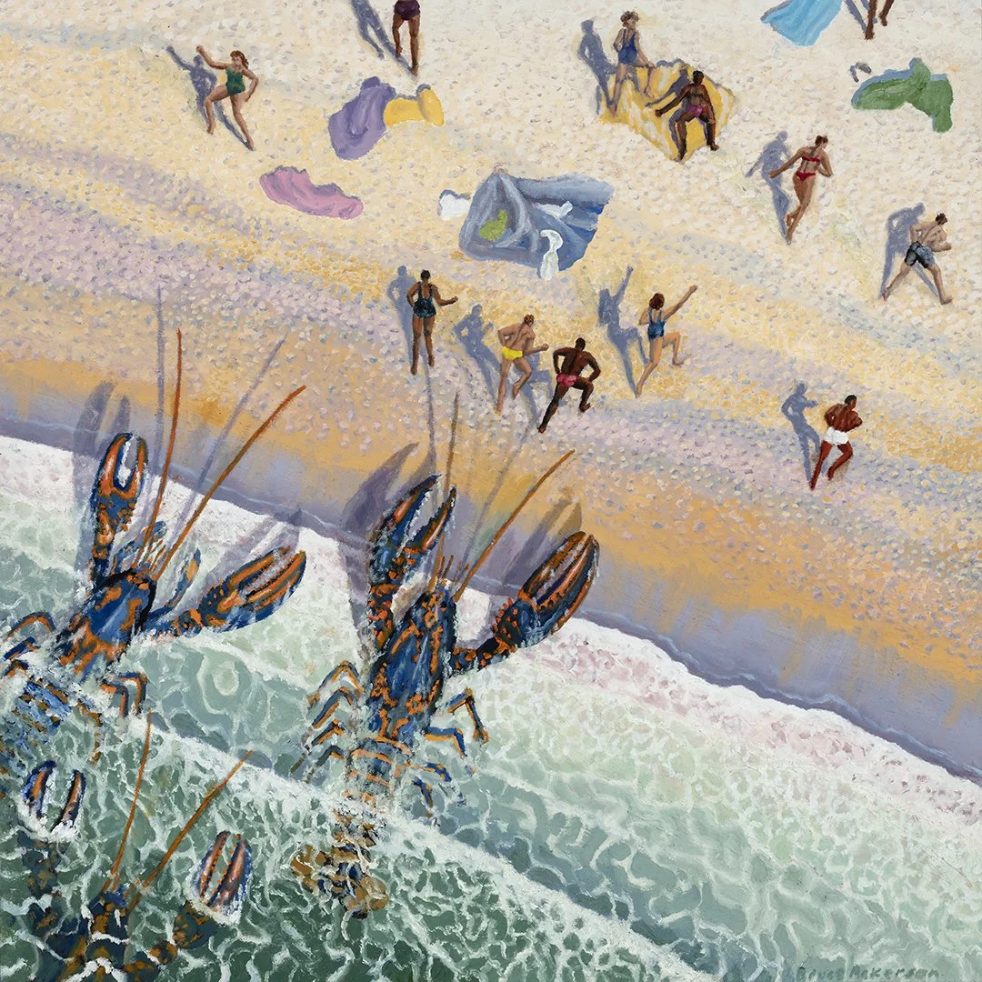 Bruce Ackerson, Lobsters, Oil on board, 16x16”