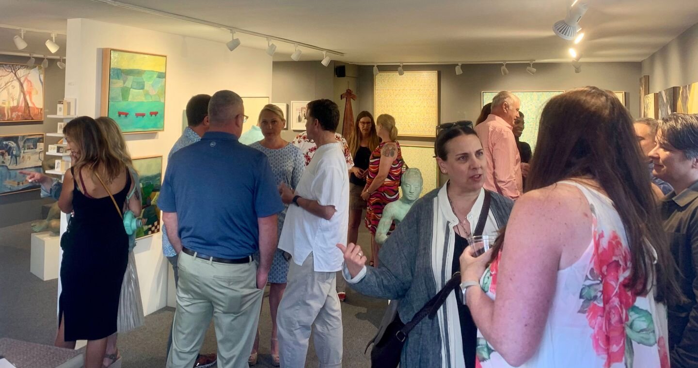 An opening at Rice Polak Gallery on July 9, before news arrived of the Provincetown COVID-19 cluster. LEXI FEE/COURTESY RICE POLAK GALLERY