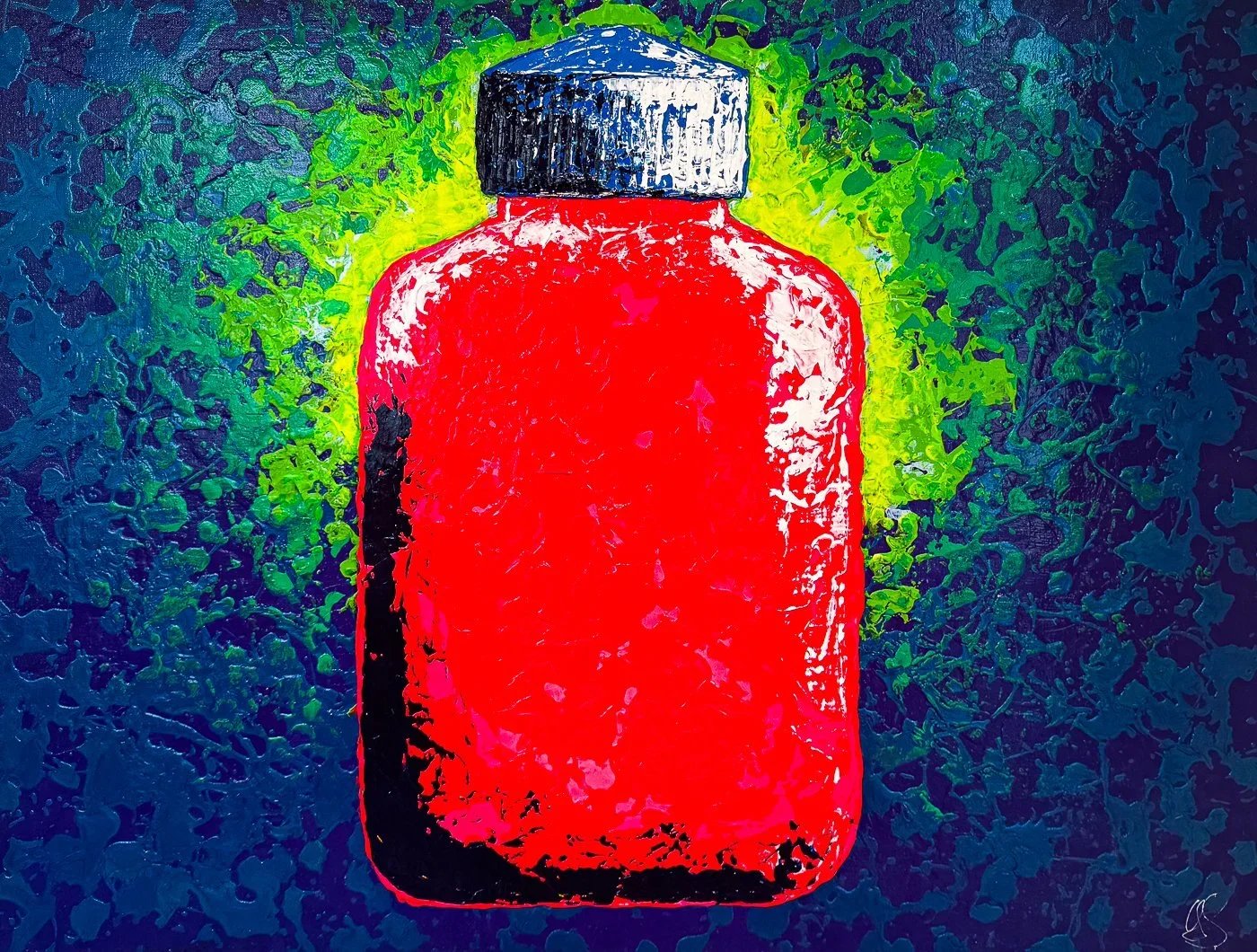 Greg Salvatori, ELIXIR I - MAGNVM OPVS, acrylic and gold leaf on canvas with Augmented Reality, 30x40