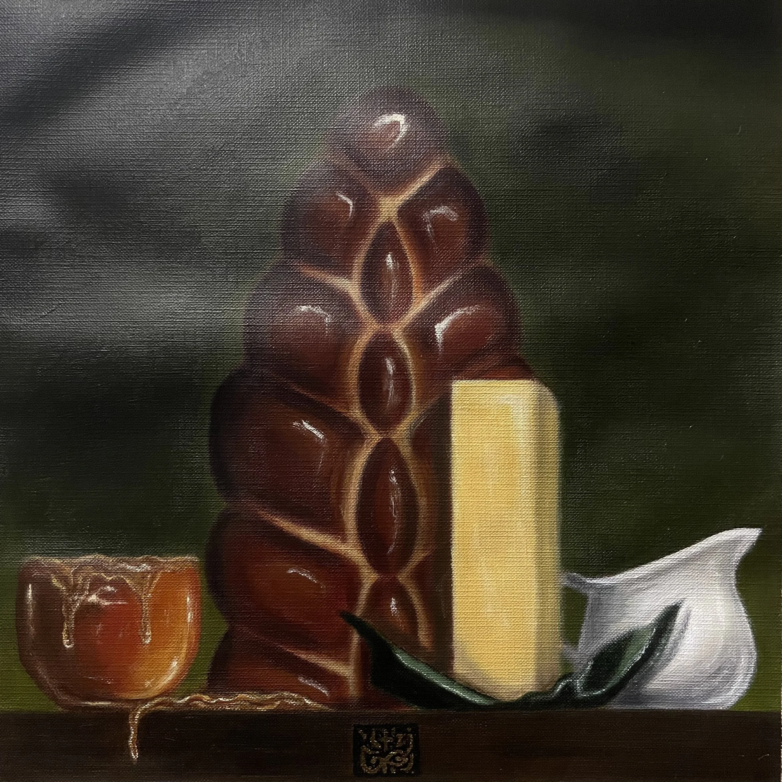 

"Rumors of Bread & Butter, Talks of Milk & Honey", 2023, 12x12 inches, Acrylic on canvas paper
