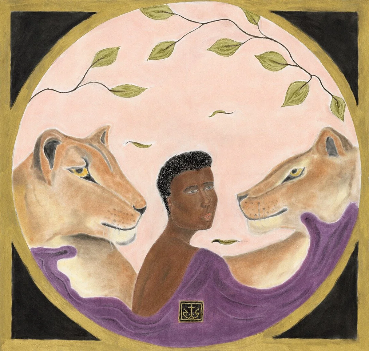 "Truth Running With Lions", 2019, 21x20 inches, pastel on paper