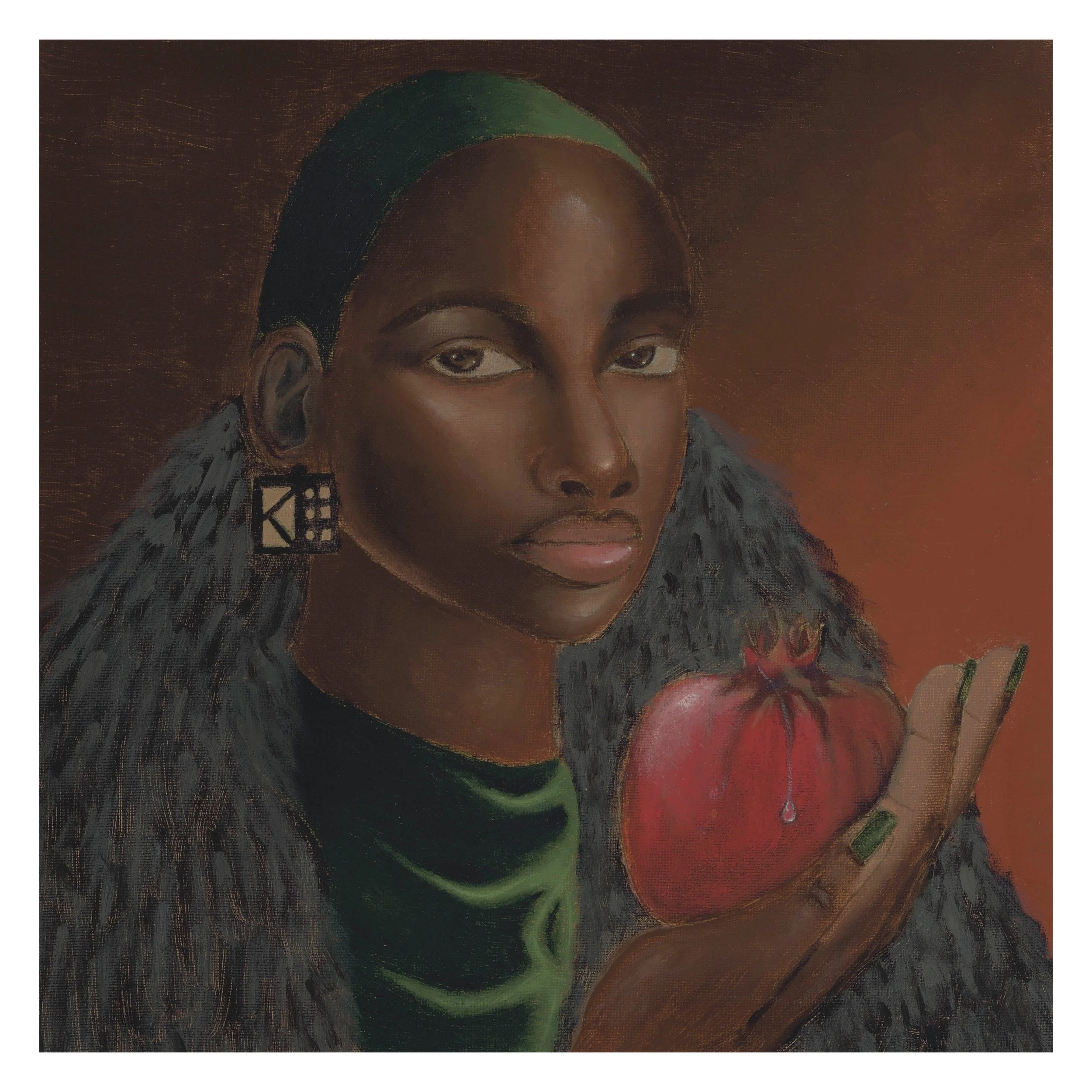 "Of Fruit and Flesh: Ferocity" , 2021, 12x12 inches, Acrylic on Canvas