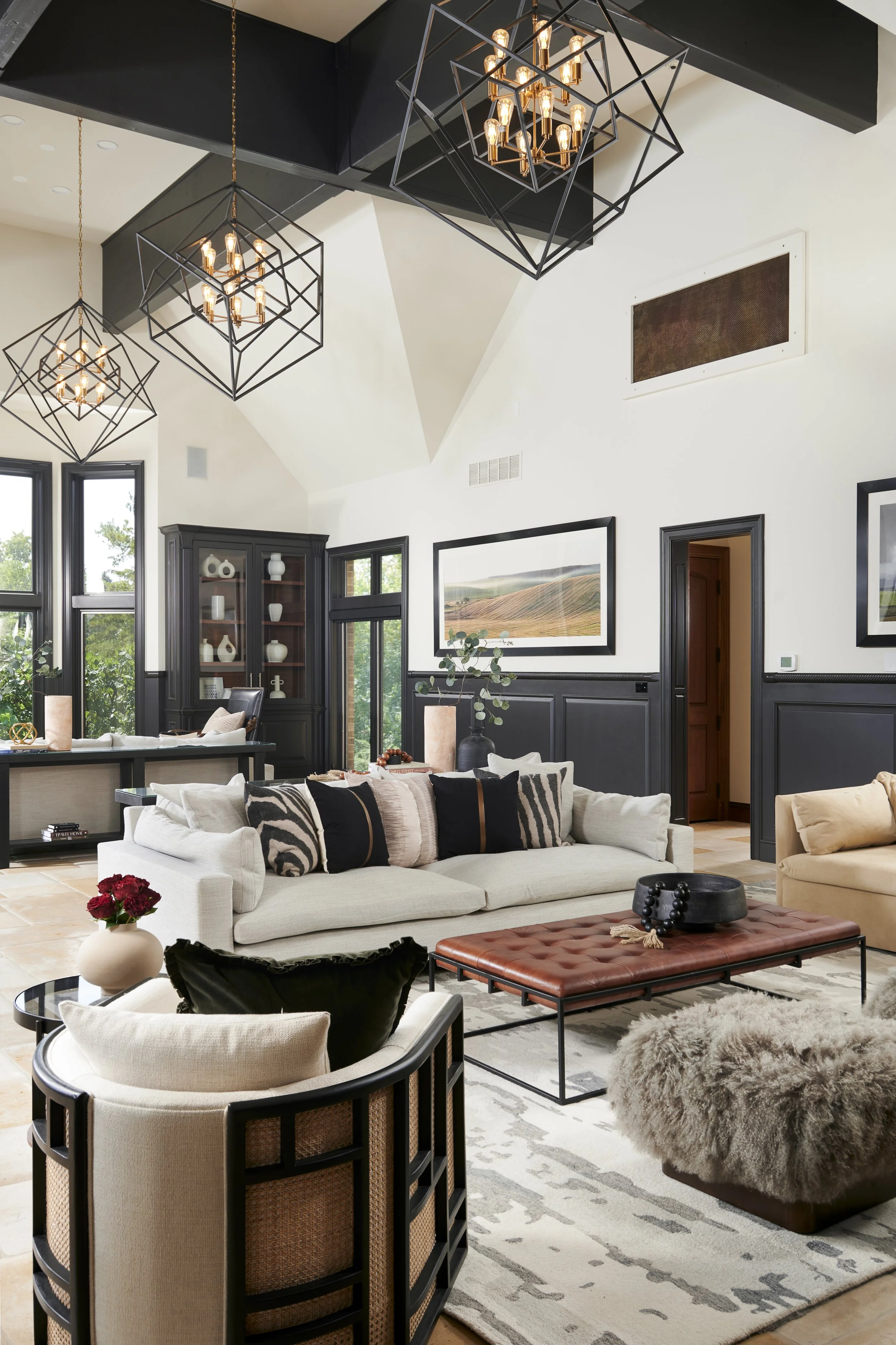 Modern Tudor great room family room 