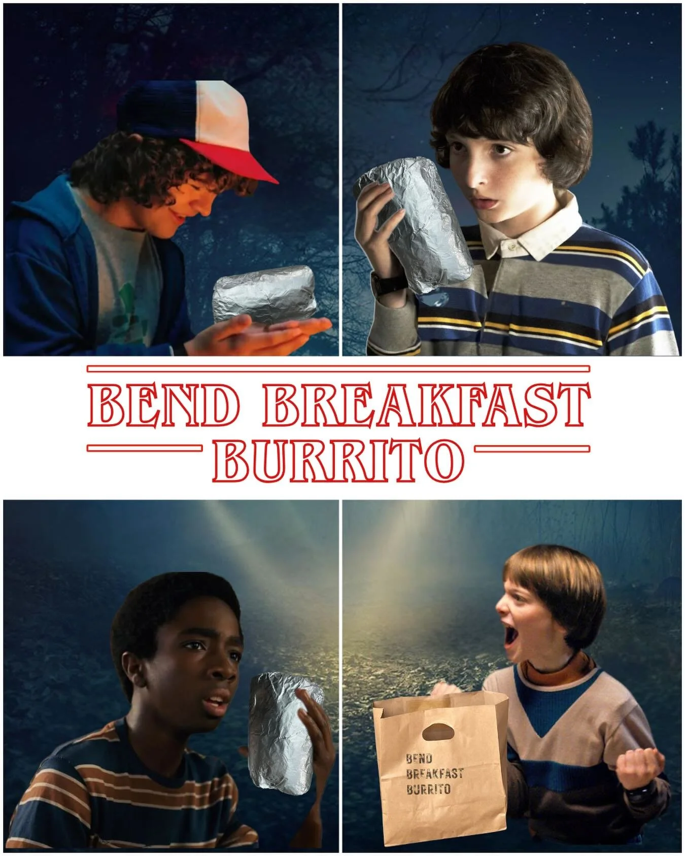 You don&rsquo;t need to travel to the Upside Down or have Eleven&rsquo;s powers to summon your favorite breakfast burrito. Just visit our carts or order delivery! 💡🌯 Who&rsquo;s ready for the series finale?!
