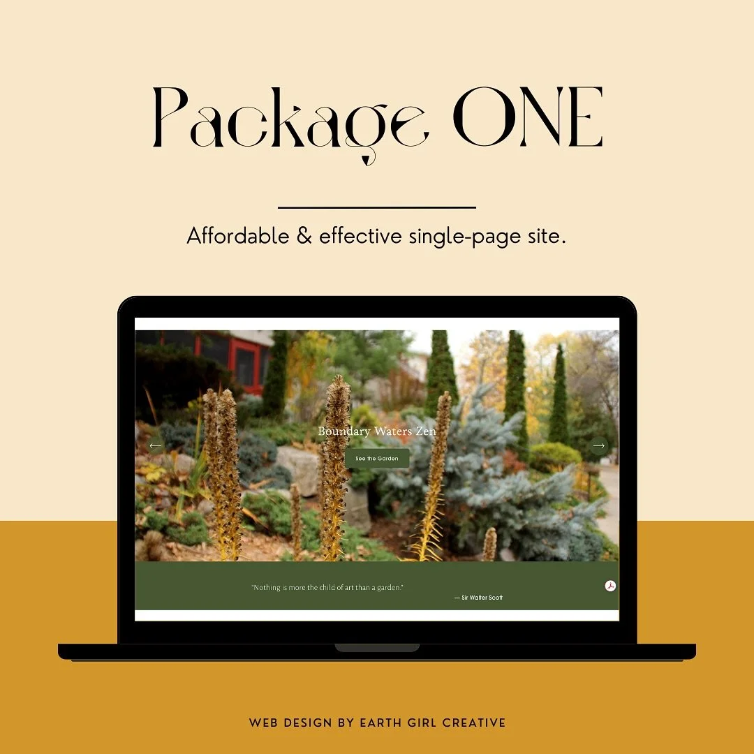 Elevate your online presence with a custom website you can be proud of - one that shows off your business in its best light.

Now offering the following packages with options to add features, integrations, and additional pages.

ONE &ndash; A fully‑b