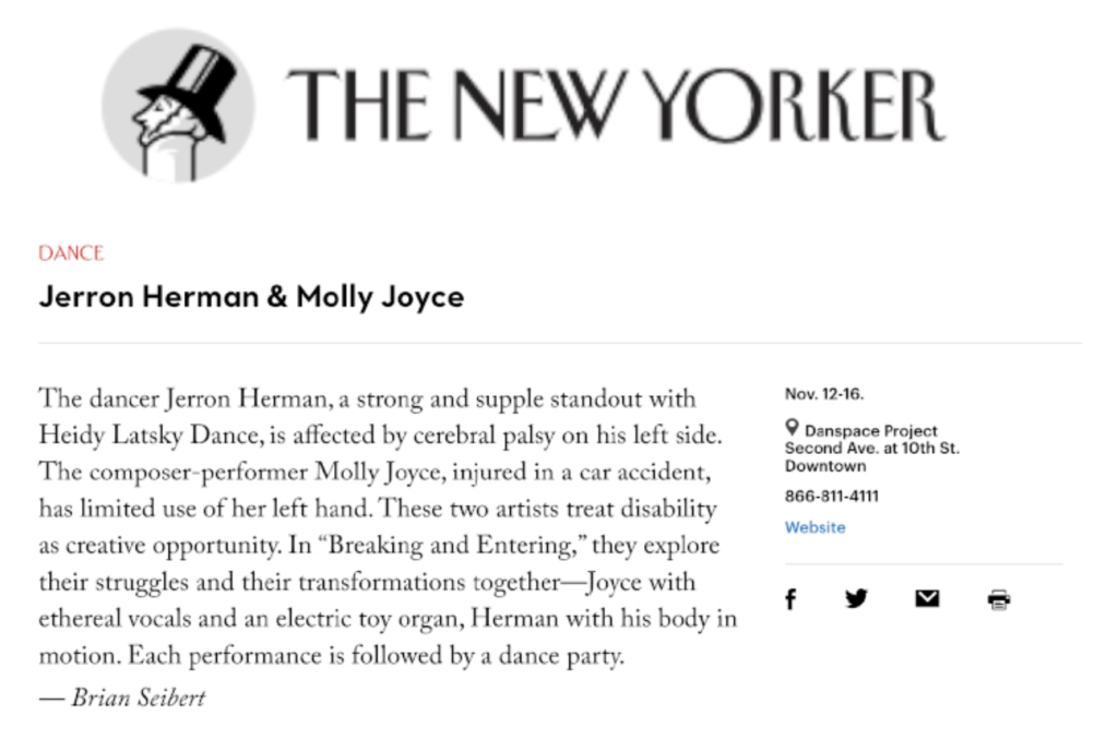 New Yorker mention + new music video