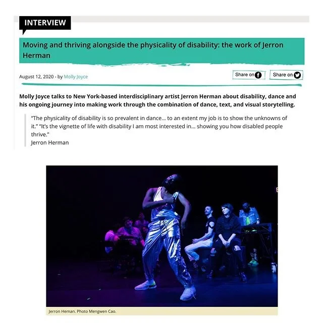 Disability Arts Online: Moving and thriving alongside the physicality of disability: the work of Jerron Herman