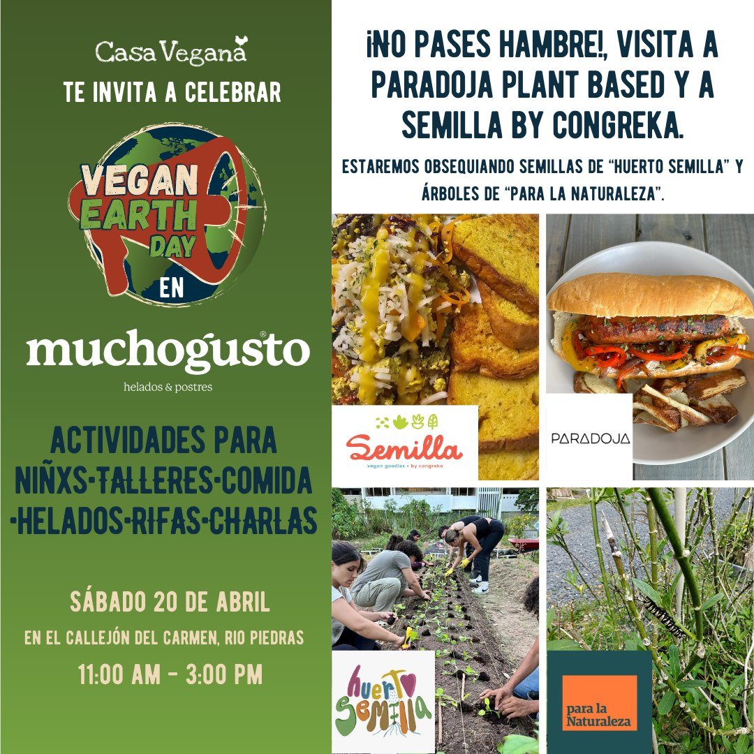 🚨 &iexcl;Ma&ntilde;ana es el d&iacute;a! 

Les esperamos de 11:00 am a 3:00 pm frente a @muchogustopr con talleres y charlas de @growingup.vegan  @telanecos  y TAIS @recicloponia.

🥗 &iexcl;No pasen hambre! @semilla_by_congreka  y @paradoja_plantba