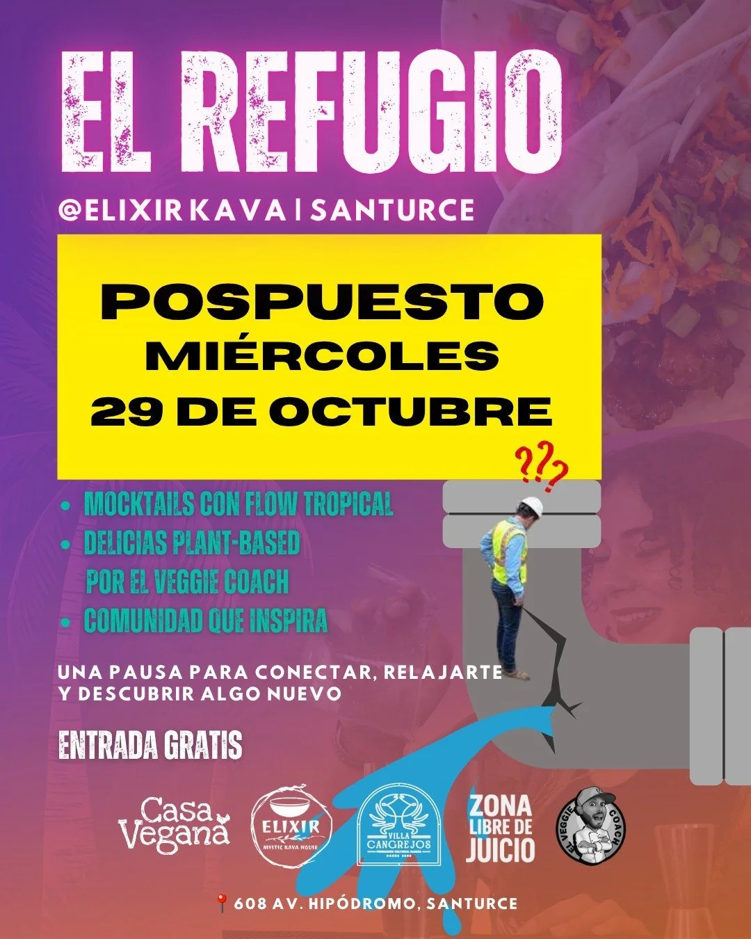 💧🌿 Cambio de fecha: &iexcl;El Refugio se pospone para el mi&eacute;rcoles, 29 de octubre! 🌴💚
Debido a la interrupci&oacute;n del servicio de agua en San Juan, hemos decidido mover el evento para garantizar que todxs puedan disfrutarlo al m&aacute