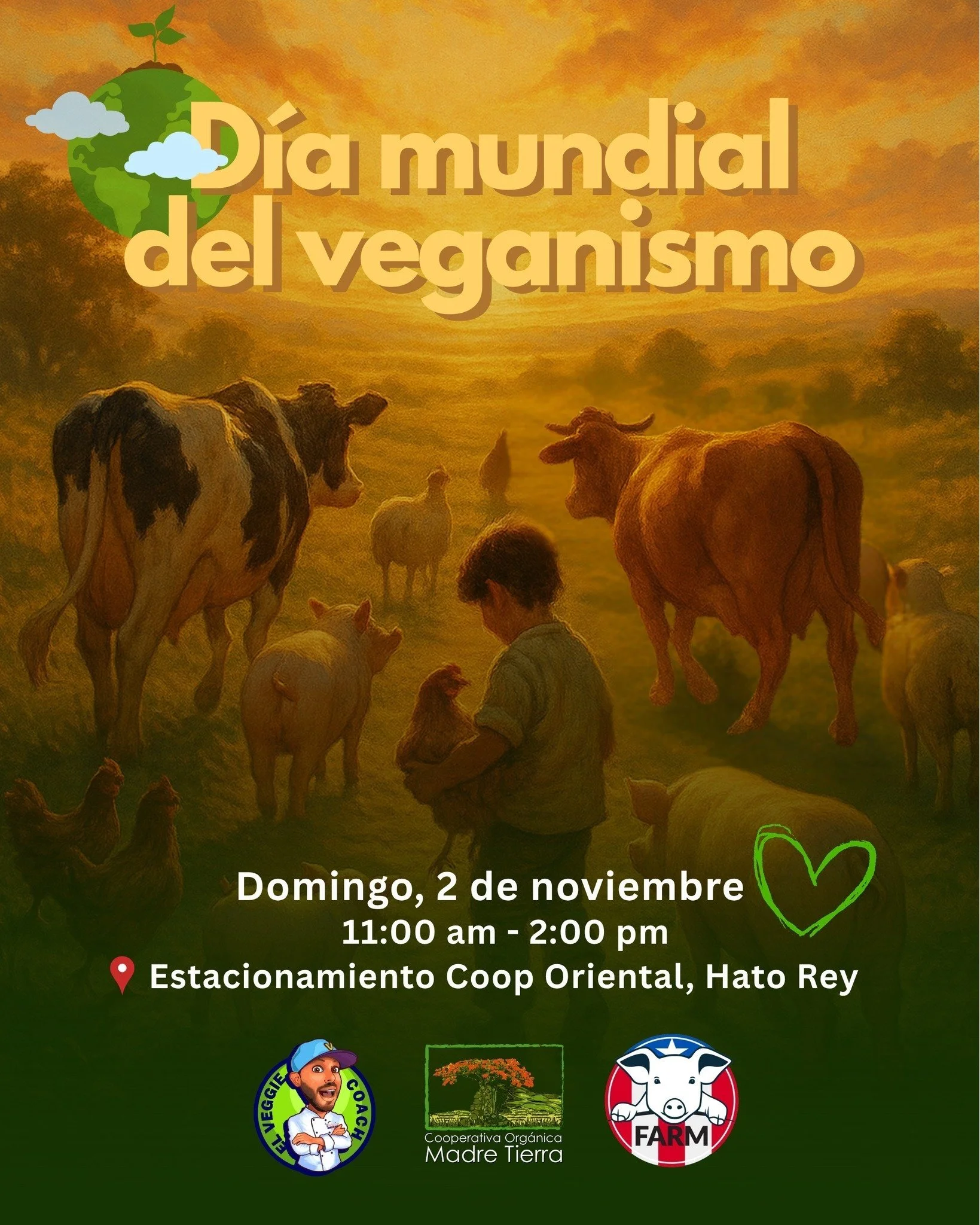 🌱✨ &iexcl;Celebremos juntos el D&iacute;a Mundial del Veganismo!
Este domingo 2 de noviembre en el Mercado Org&aacute;nico de la Cooperativa Org&aacute;nica Madre Tierra en Hato Rey 🌍💚
Un d&iacute;a para reflexionar sobre nuestra relaci&oacute;n c