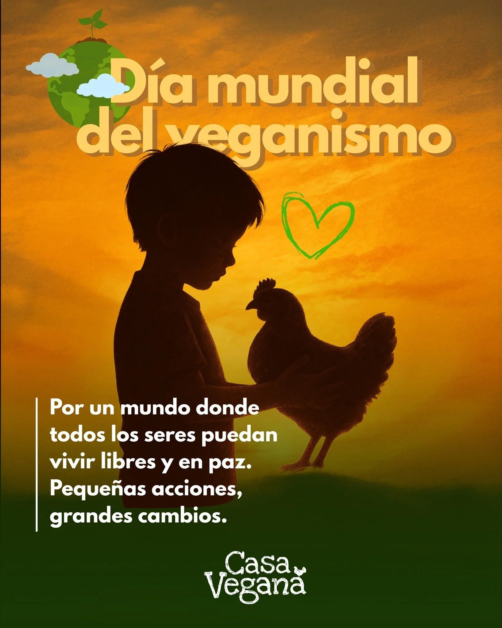 ✨🌱 Hoy celebramos el D&iacute;a Mundial del Veganismo 🌱✨
Un d&iacute;a para honrar la compasi&oacute;n, la justicia y el amor hacia todos los seres vivos. 💚
El veganismo es m&aacute;s que una elecci&oacute;n alimentaria: es una forma de vivir con 