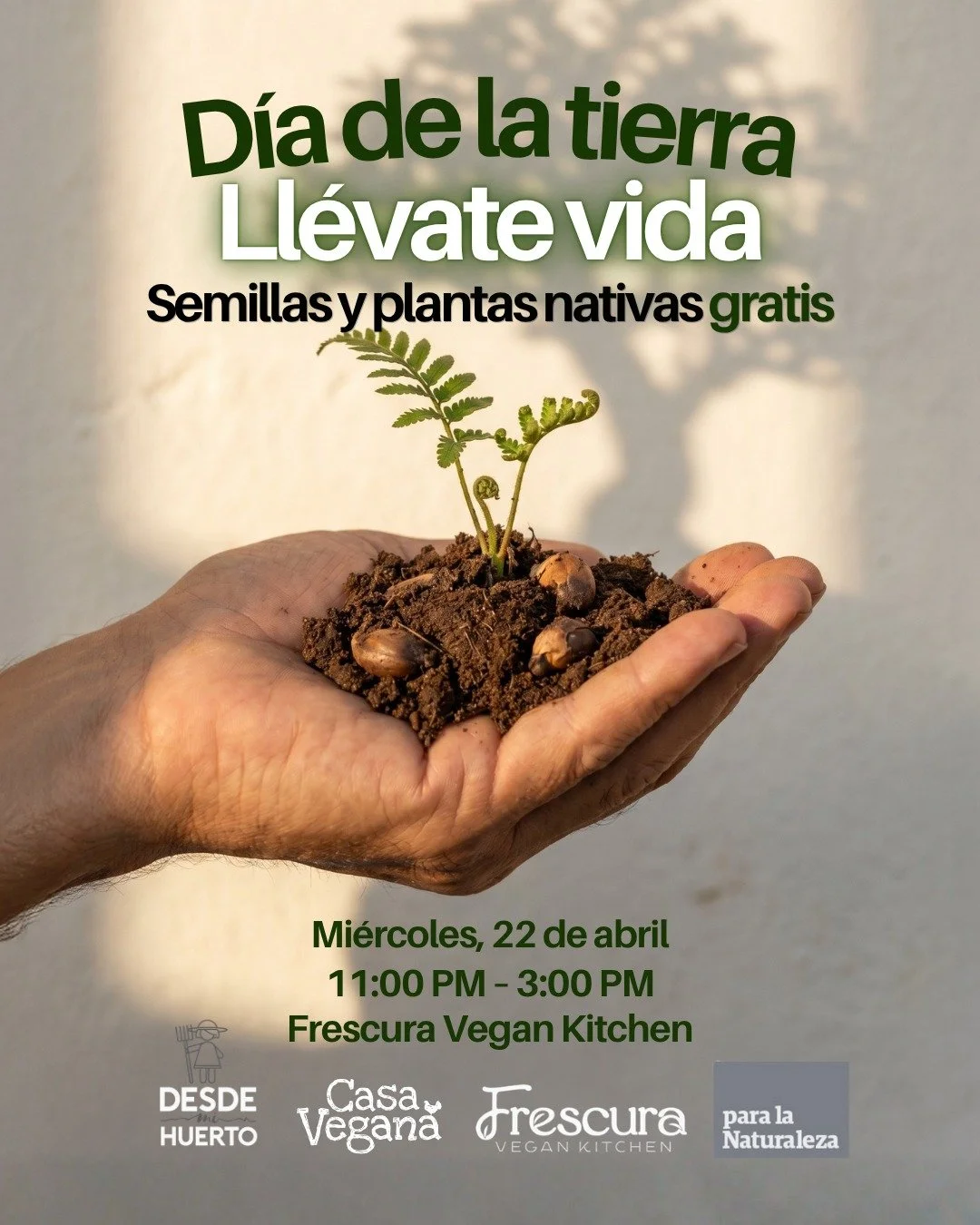 Este pr&oacute;ximo mi&eacute;rcoles 
No solo celebramos la Tierra&hellip; 🌎
te invitamos a sembrar esperanza.

Estaremos en @frescuravegankitchen regalando semillas y plantas nativas, en colaboraci&oacute;n con @desde.mi.huerto  y @paralanaturaleza