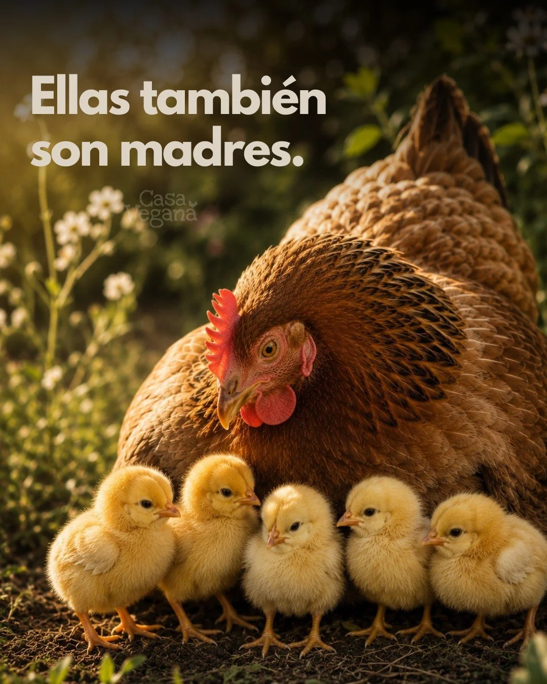 Hoy celebramos el amor, el cuidado y el v&iacute;nculo de todas las madres 💐
Ellas tambi&eacute;n sienten, protegen y aman a sus beb&eacute;s. 💛🐣
Este D&iacute;a de las Madres, elijamos la compasi&oacute;n. 🌱

#D&iacute;aDeLasMadres #CasaVegana #