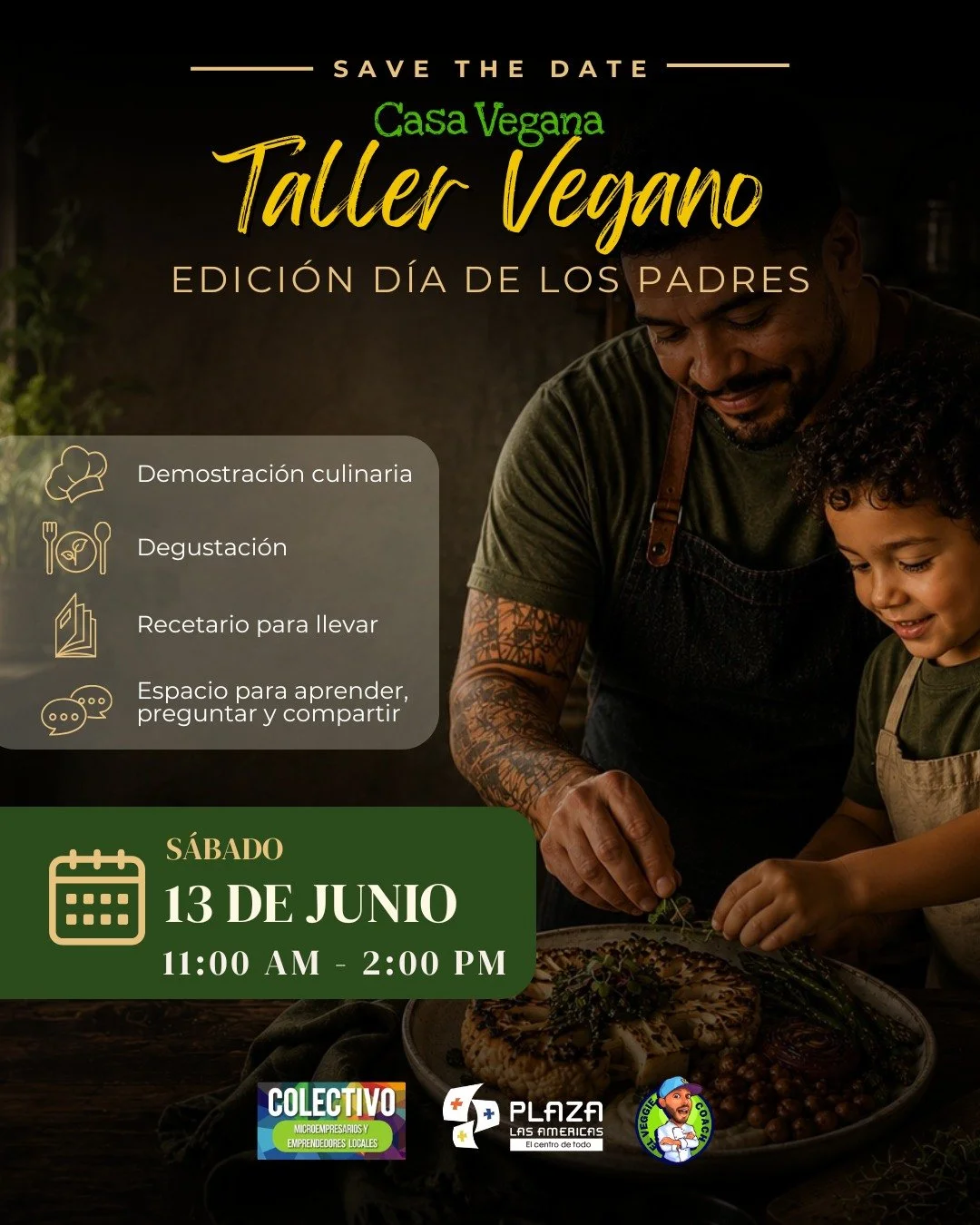🔥 SEPARA LA FECHA 🌱
Se acerca una nueva edici&oacute;n de nuestro Taller Vegano inspirada en el D&iacute;a de los Padres 💚
Junto a @elveggiecoach, estaremos creando una experiencia culinaria especial llena de sabor, 
comunidad y cocina plant-based