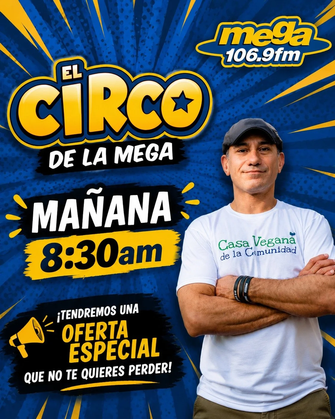 📻 &iexcl;Ma&ntilde;ana nos escuchamos en la radio! 🌱
Nuestro Director Ejecutivo y Cofundador, Anthony Mart&iacute;nez, estar&aacute; en @elcircodelamega conversando sobre veganismo, comunidad y c&oacute;mo juntos podemos seguir creando un Puerto Ri