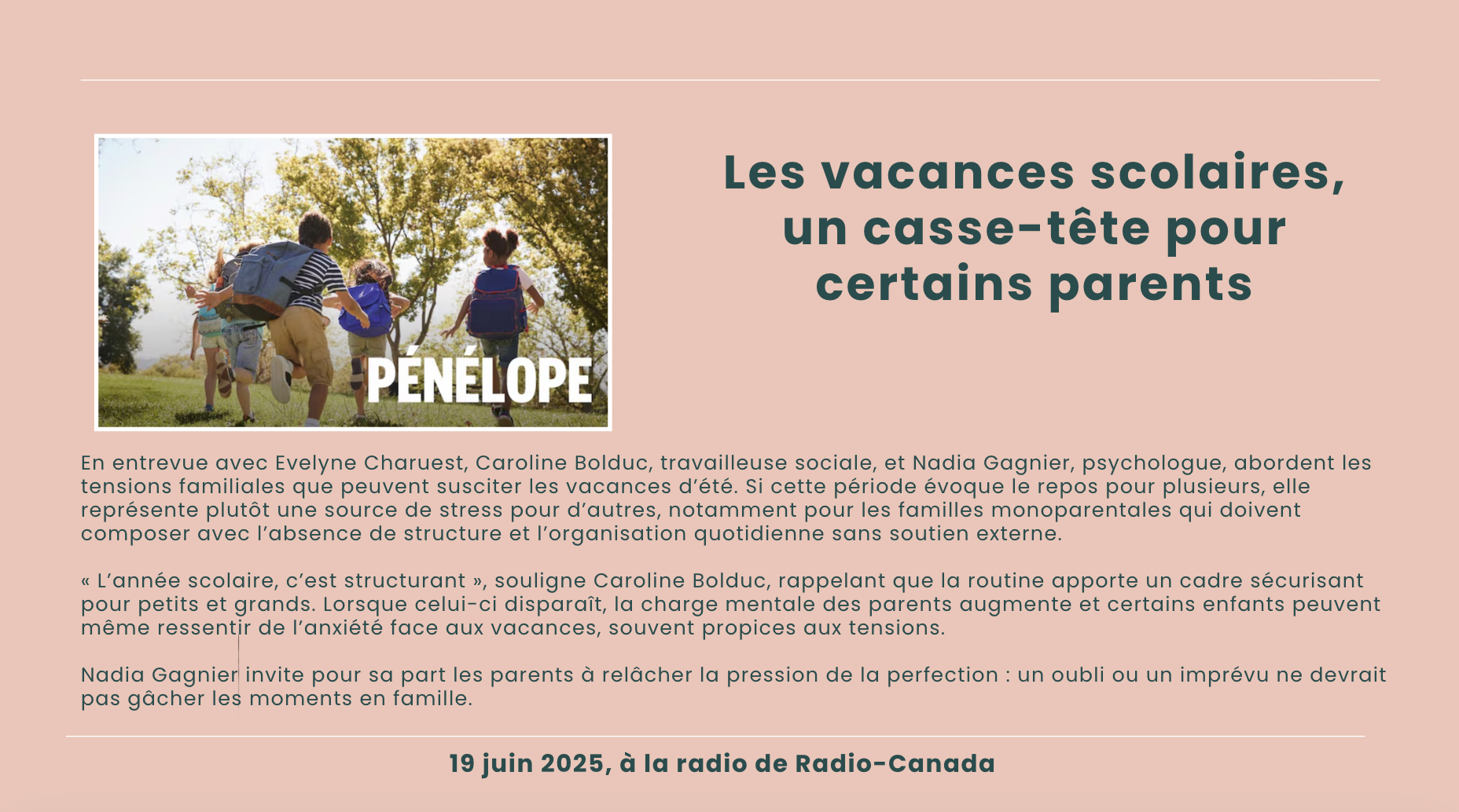 Les vacances scolaires, une casse-tête pour certains parents