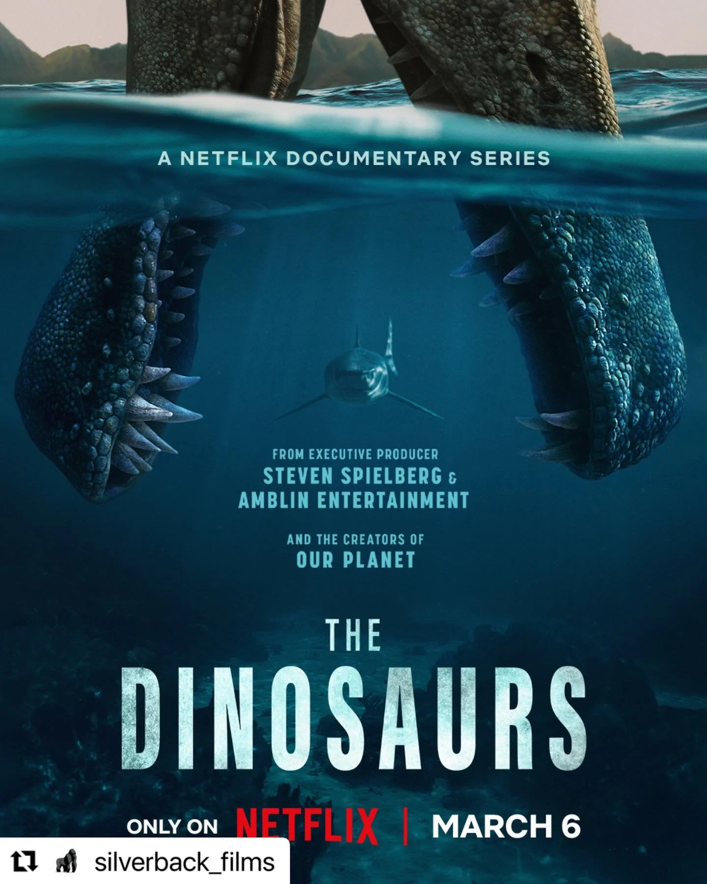 The Dinosaurs : Now streaming on Netflix and made by an amazing team @silverback_films 
I played a small part as a safety diver and camera assistant for one shoot in the Seychelles with a great team led by @dizwilliams and working alongside two brill