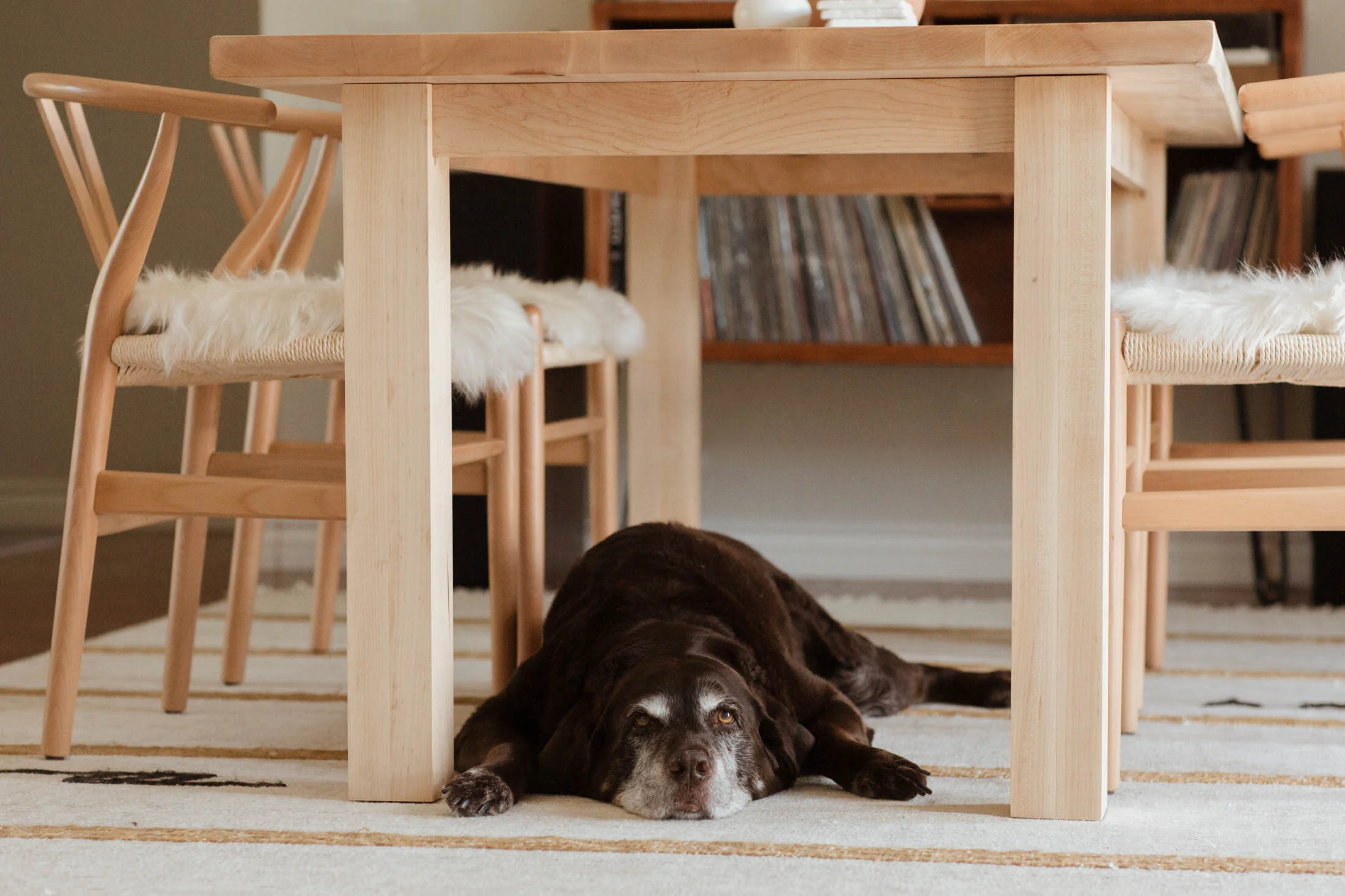 Scandinavian inspired dining table by Casa Dega Design. Custom solid wood furniture in Southern CA