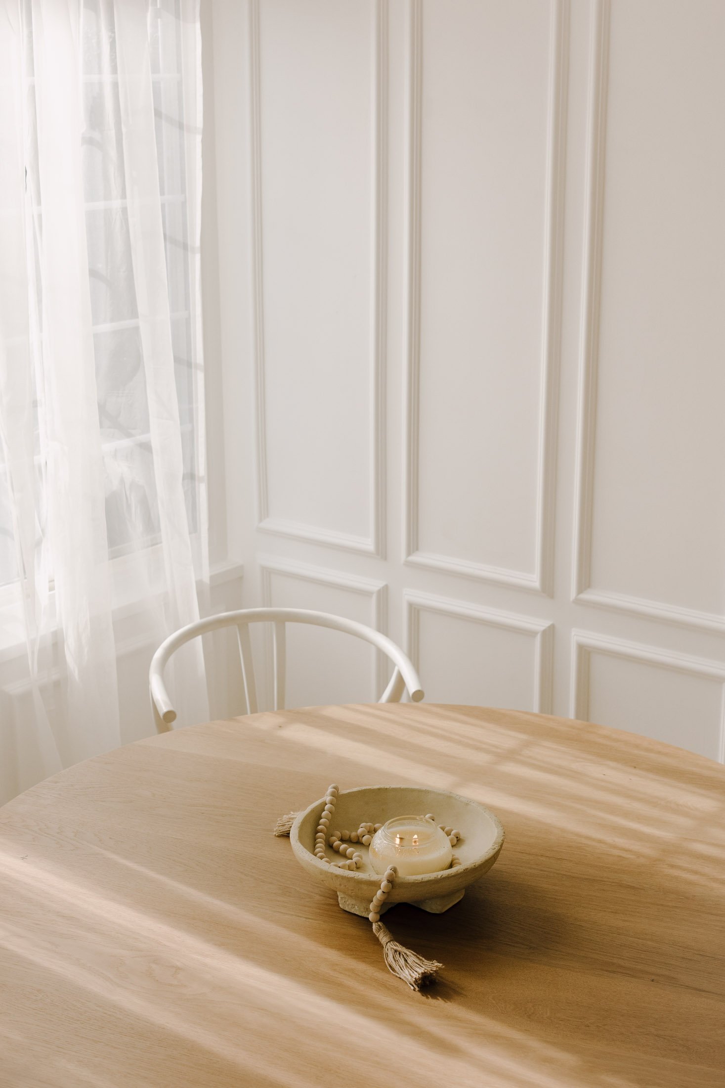 Tambour dining table white oak