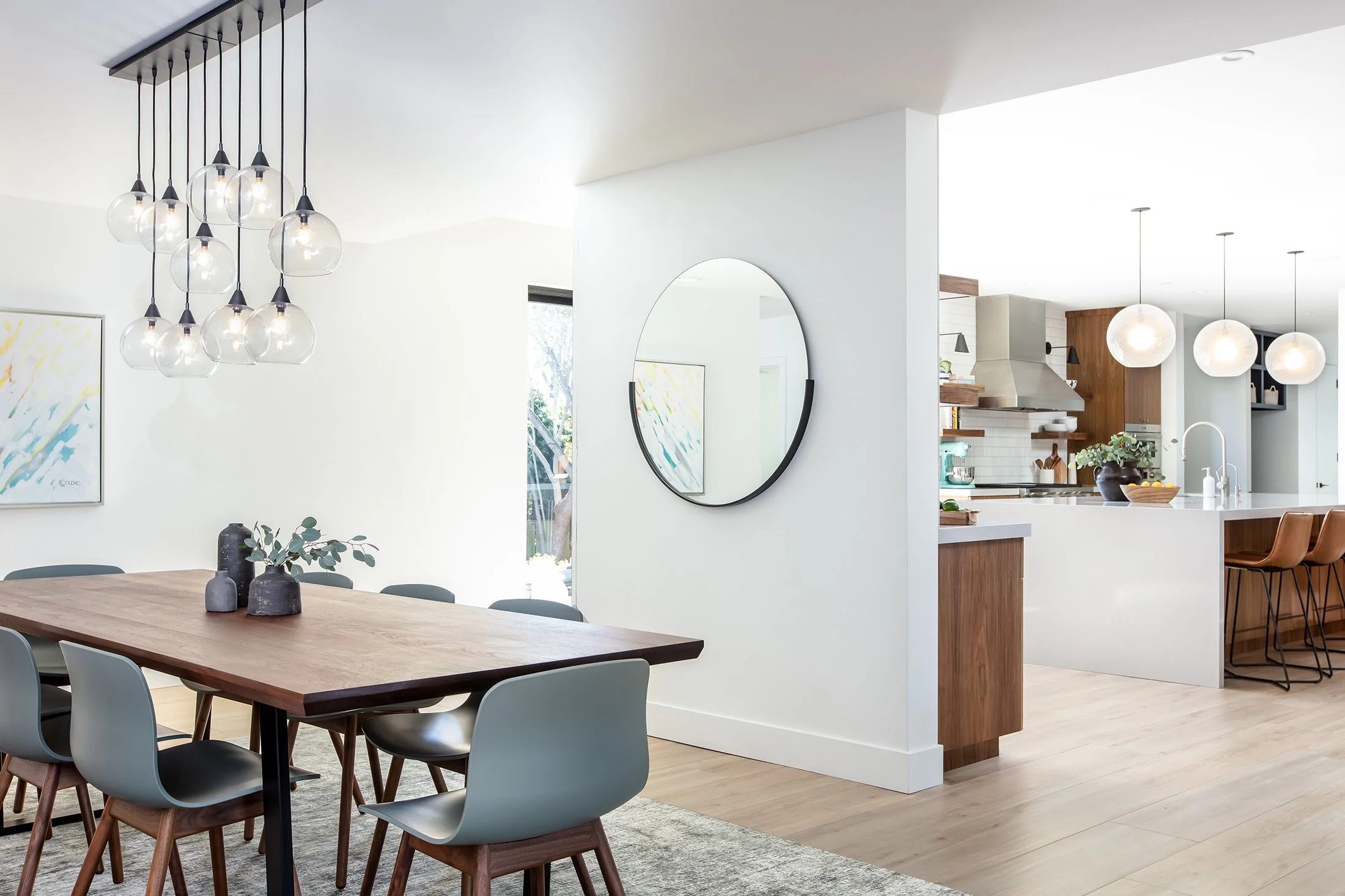 Modern Walnut Dining Table Steel Legs