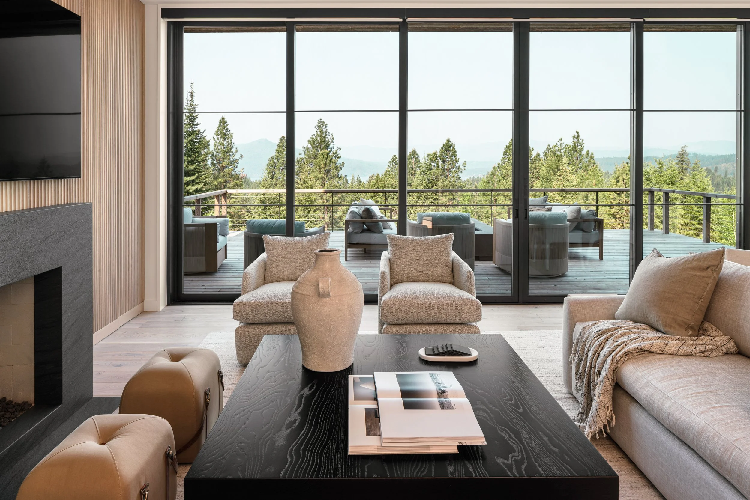 Low profile black coffee table solid wood