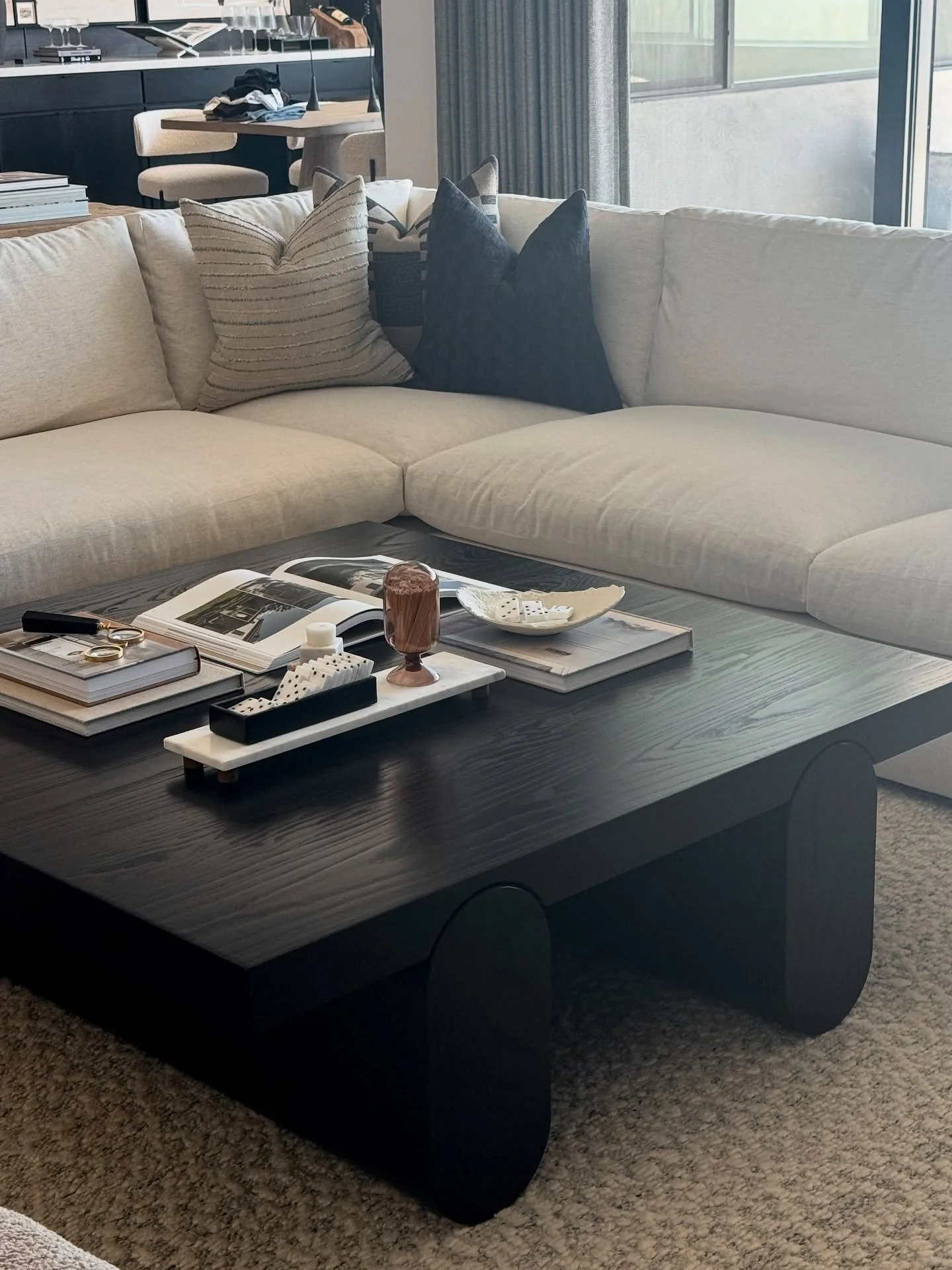 Just delivered this coffee table set to their forever home in Arizona

&bull;Blackened Ash Gravity table measuring at 54x54x17 weighing 400 pounds

&bull;Blackened Ash round is a new design measuring at 40 x 17

Both coffee tables are made entirely o