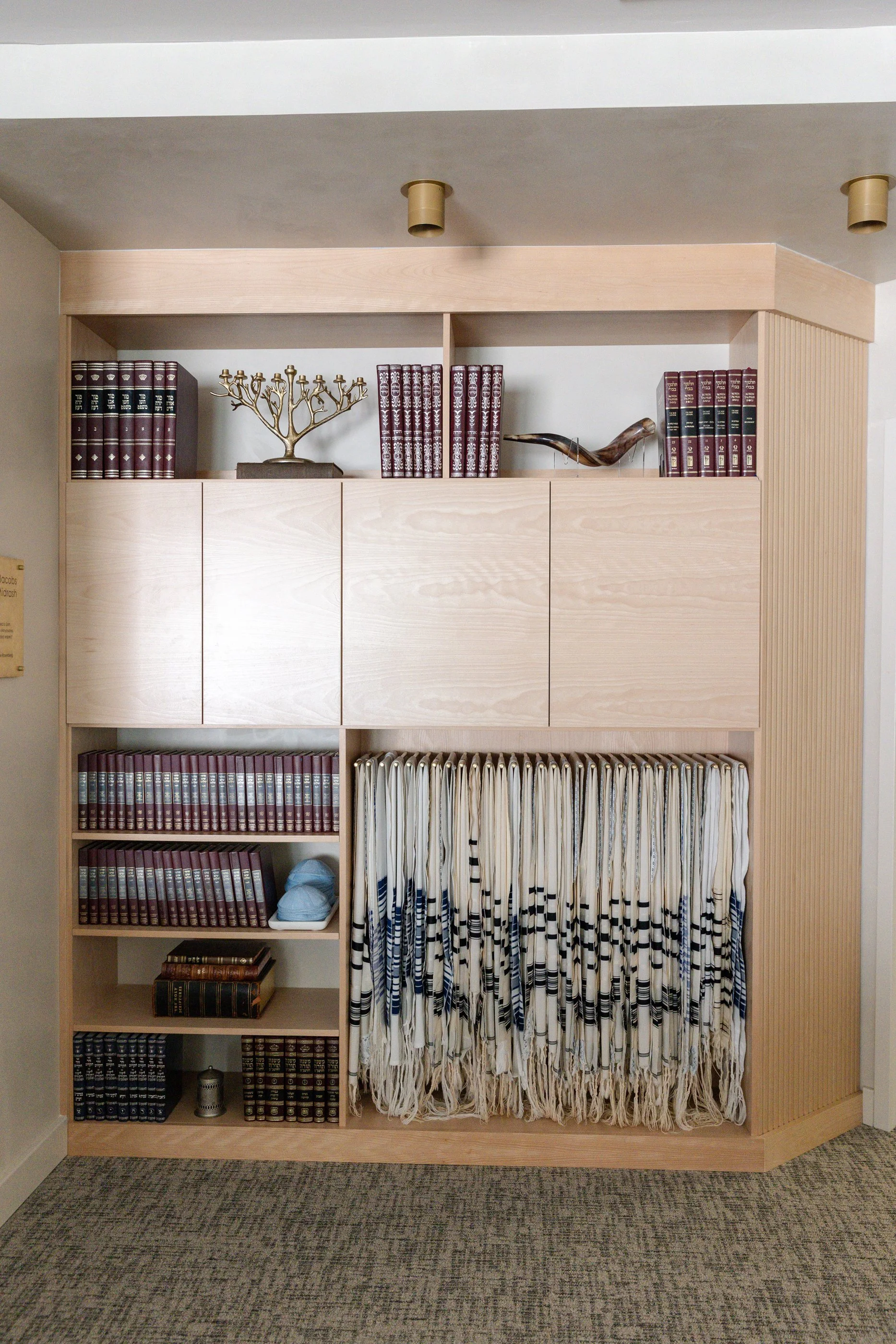 Fluted cabinet for La Jolla Beit-Midrash