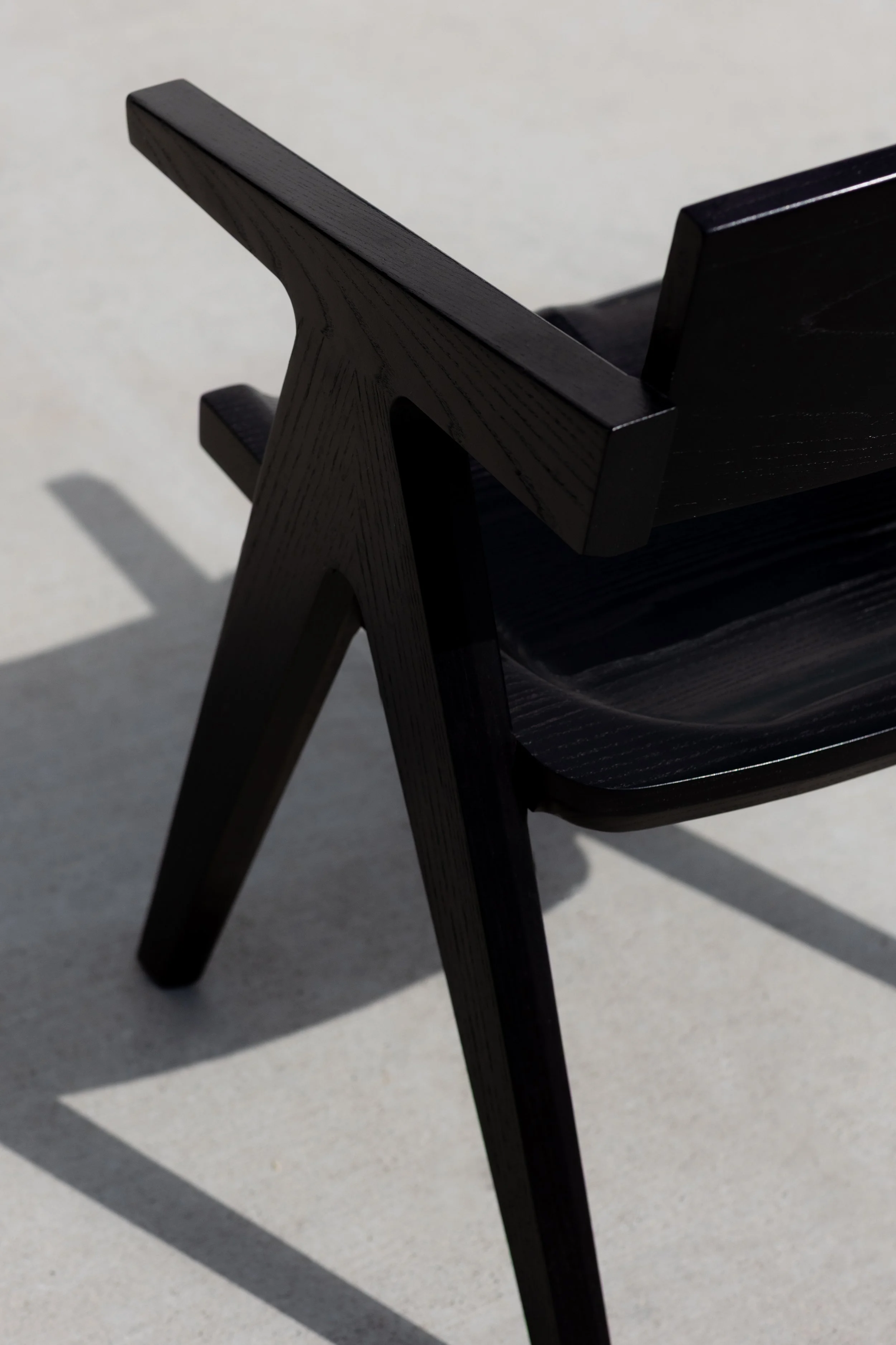 Solid Blackened ash Pierre Jeanneret inspired chair