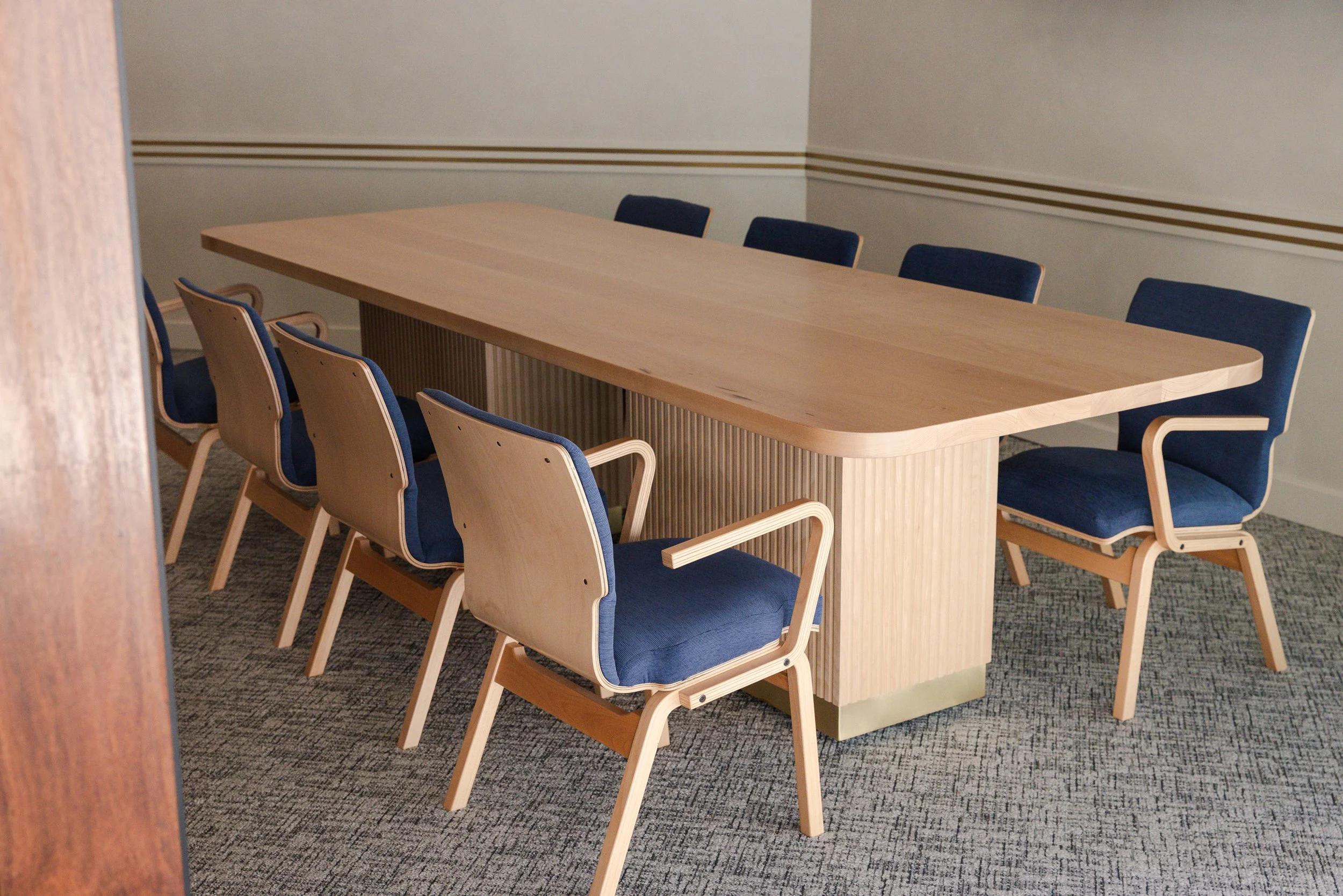 Fluted Conference Table with Brass Base