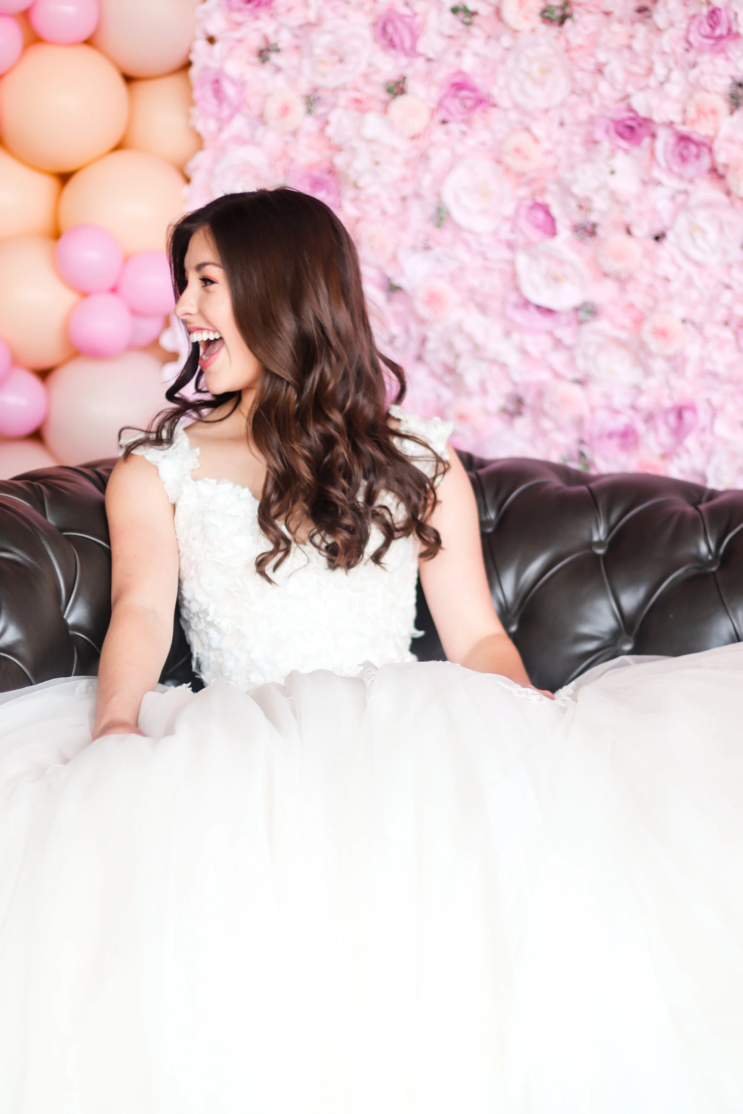 Bridal pink flower wall rental