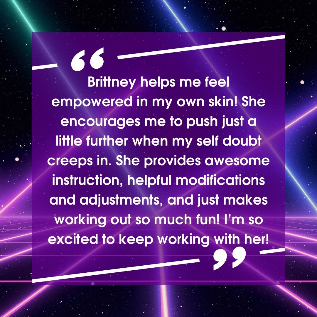 Truly could not be luckier to know such amazing people! 💜💜💜⁠
⁠
&quot;Brittney helps me feel empowered in my own skin! She encourages me to push just a little further when my self-doubt creeps in. She provides awesome instruction, helpful modificat