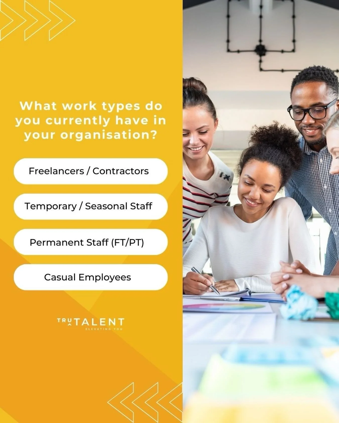 Here at Tru Talent, we believe that a diverse workforce can often be the secret ingredient to success.✨
By offering various work arrangements you can ensure you are remaining adaptable, innovative and efficient.🚀

&bull; 𝐅𝐫𝐞𝐞𝐥𝐚𝐧𝐜𝐞𝐬 / 𝐂𝐨?