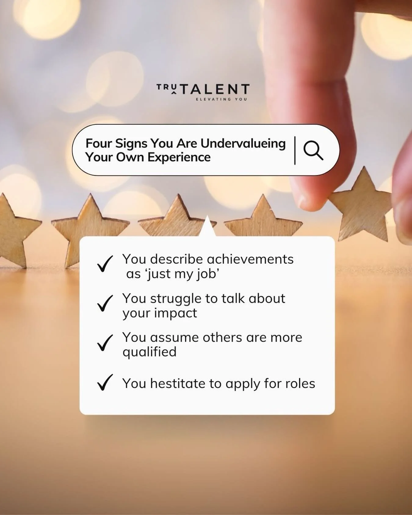 Most people don&rsquo;t lack experience&hellip;
 they just undervalue it.

If any of these sound familiar, you might be holding yourself back more than you think:
&bull; You describe your achievements as &ldquo;just my job&rdquo;
 &bull; You struggle