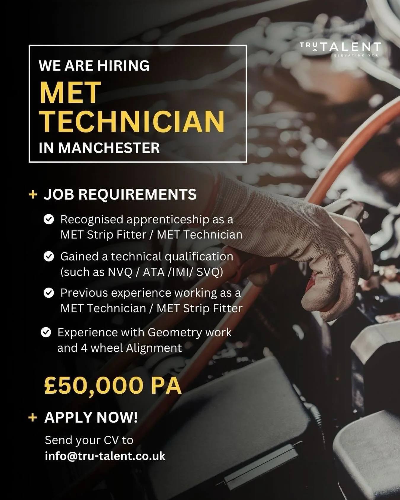 🔥𝐇𝐎𝐓 𝐉𝐎𝐁 𝐀𝐋𝐄𝐑𝐓🔥

Our client is looking for a talented and efficient 𝐌𝐄𝐓 𝐒𝐭𝐫𝐢𝐩 𝐅𝐢𝐭𝐭𝐞𝐫 / 𝐌𝐄𝐓 𝐓𝐞𝐜𝐡𝐧𝐢𝐜𝐢𝐚𝐧 to join this leading team. You will be repairing damaged vehicles in line with the manufacturers&rsquo; spec