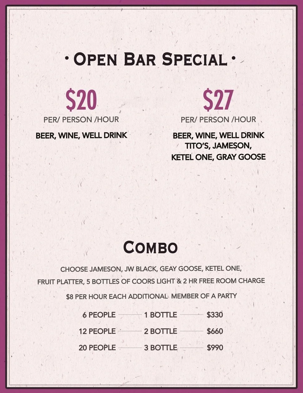 Menu 1 — 5Bar Karaoke