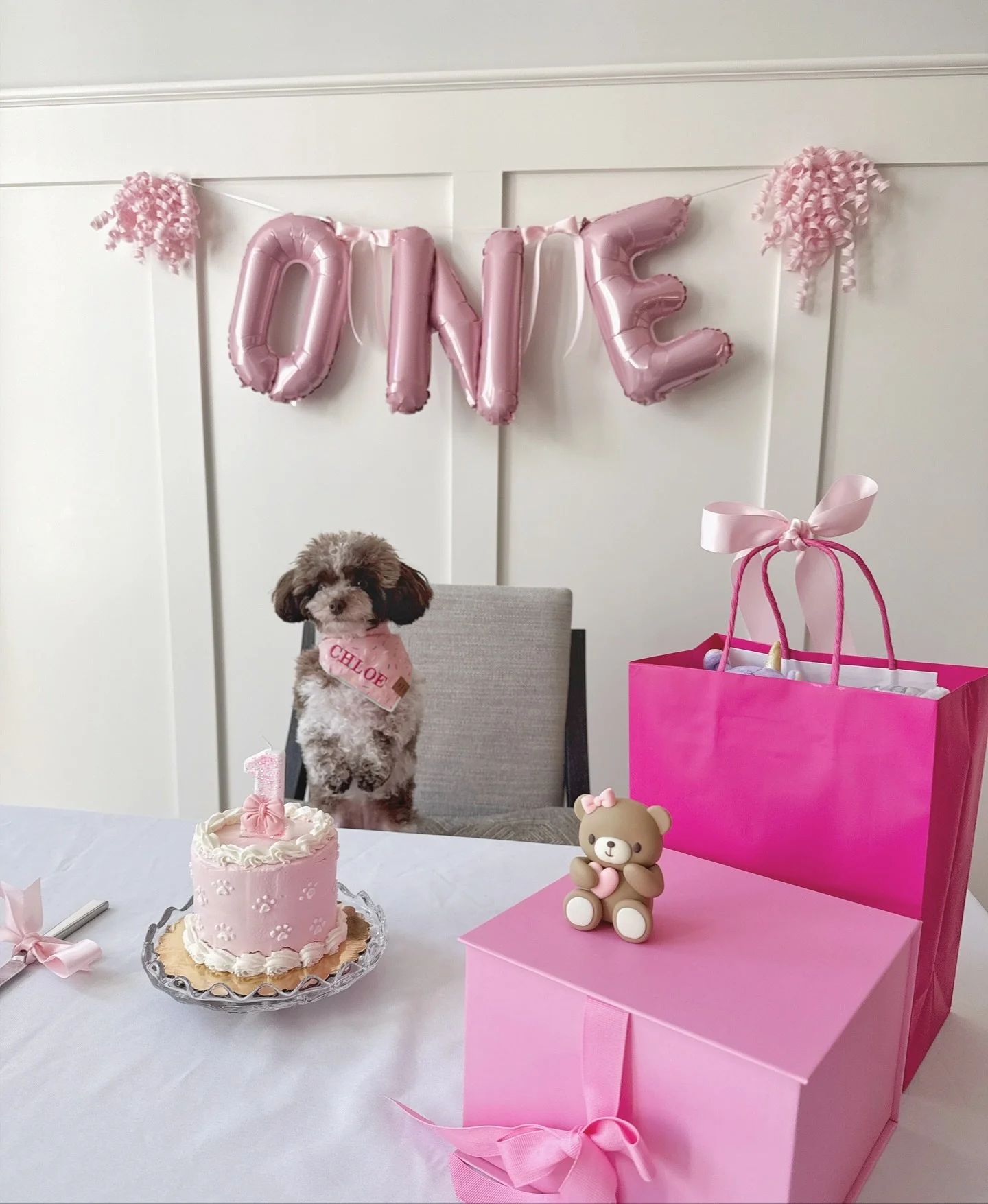 A simple, clean but yet fancy cake for the classy pups 🐾✨
We love creating minimal designs that still give ✨birthday magic✨.

Let us know your theme and we&rsquo;ll make it happen! #ncpupsbakery #cltdogs #ncpupsbakeryfeauture