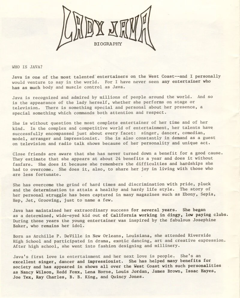 “Who Is Sir Lady Java?” Brochure, 1960’s