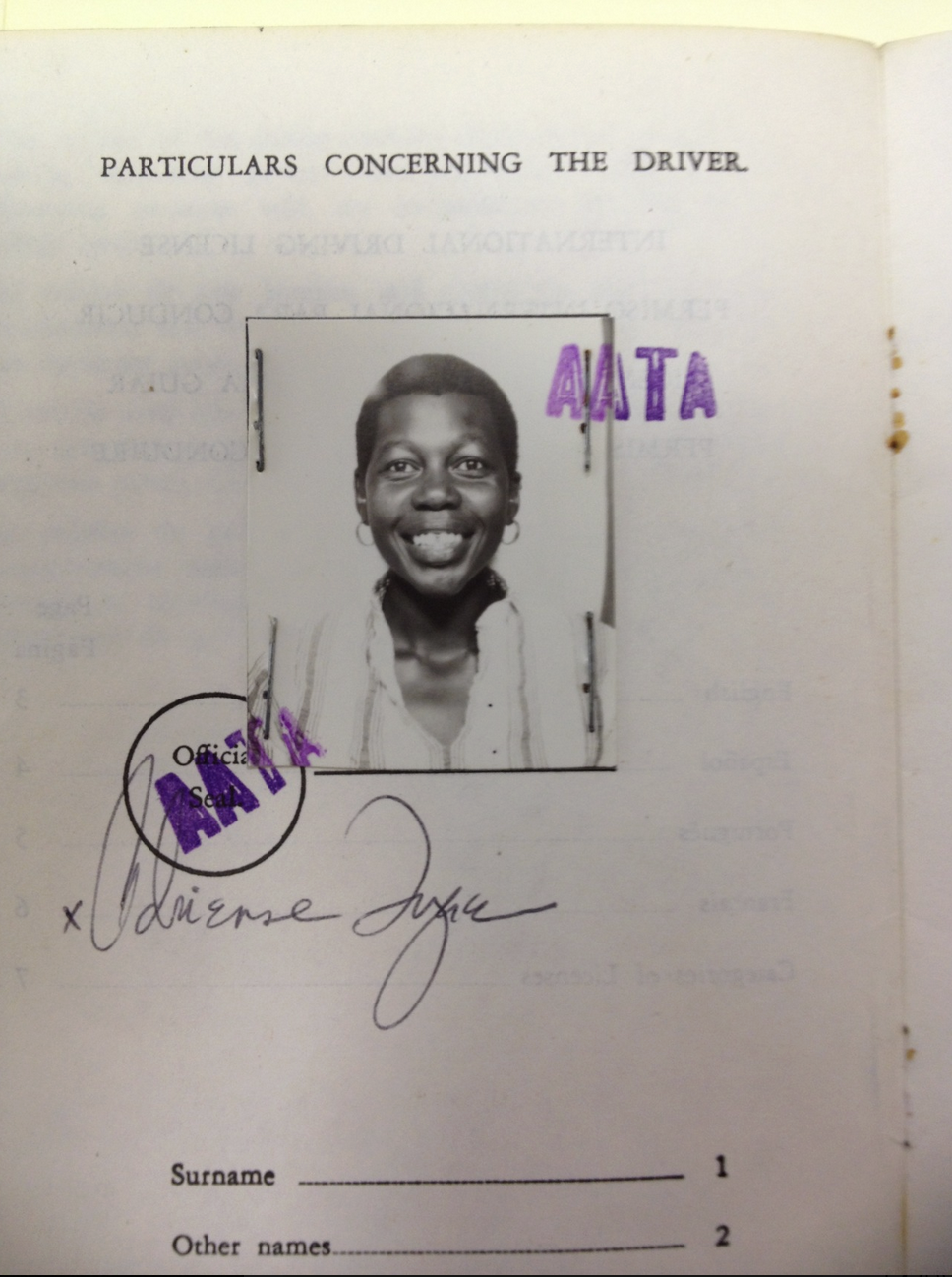 Adrienne Fuzee’s Driving Permit 