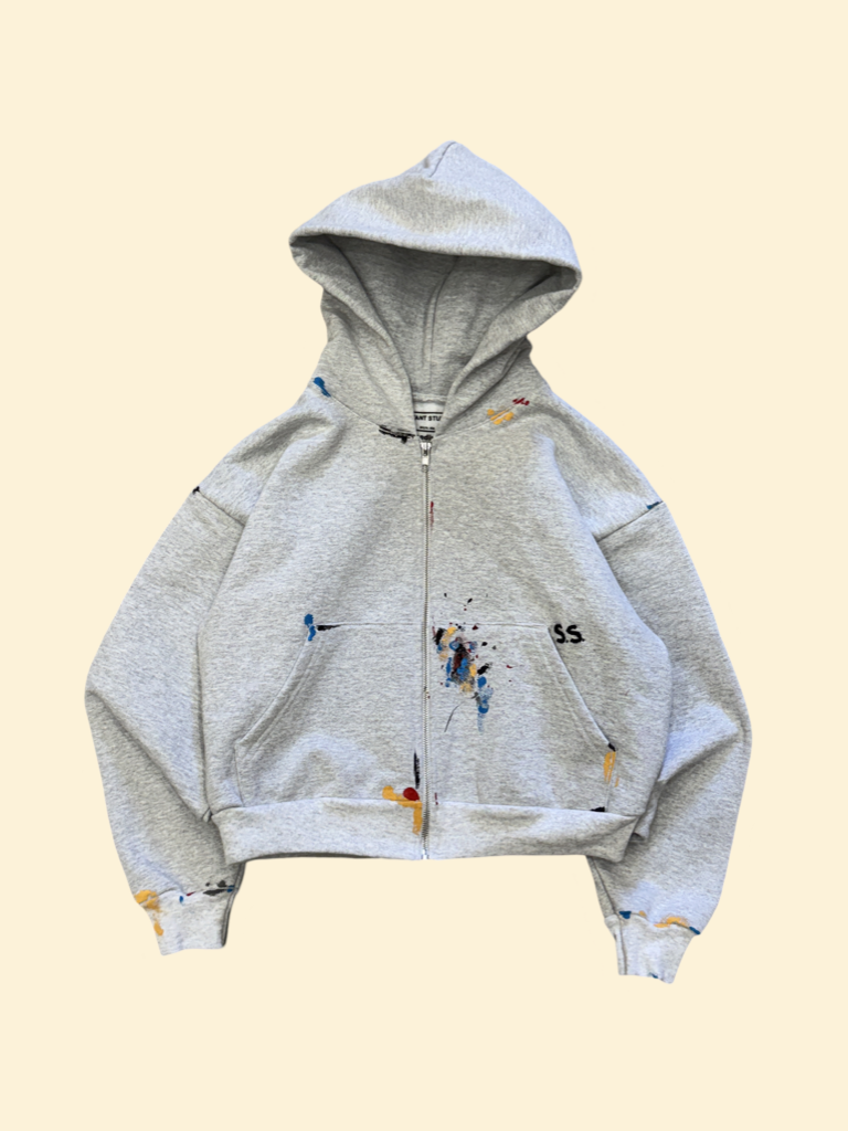 Cropped Art School Zip Hoodie W (Grey) — Savant Studios