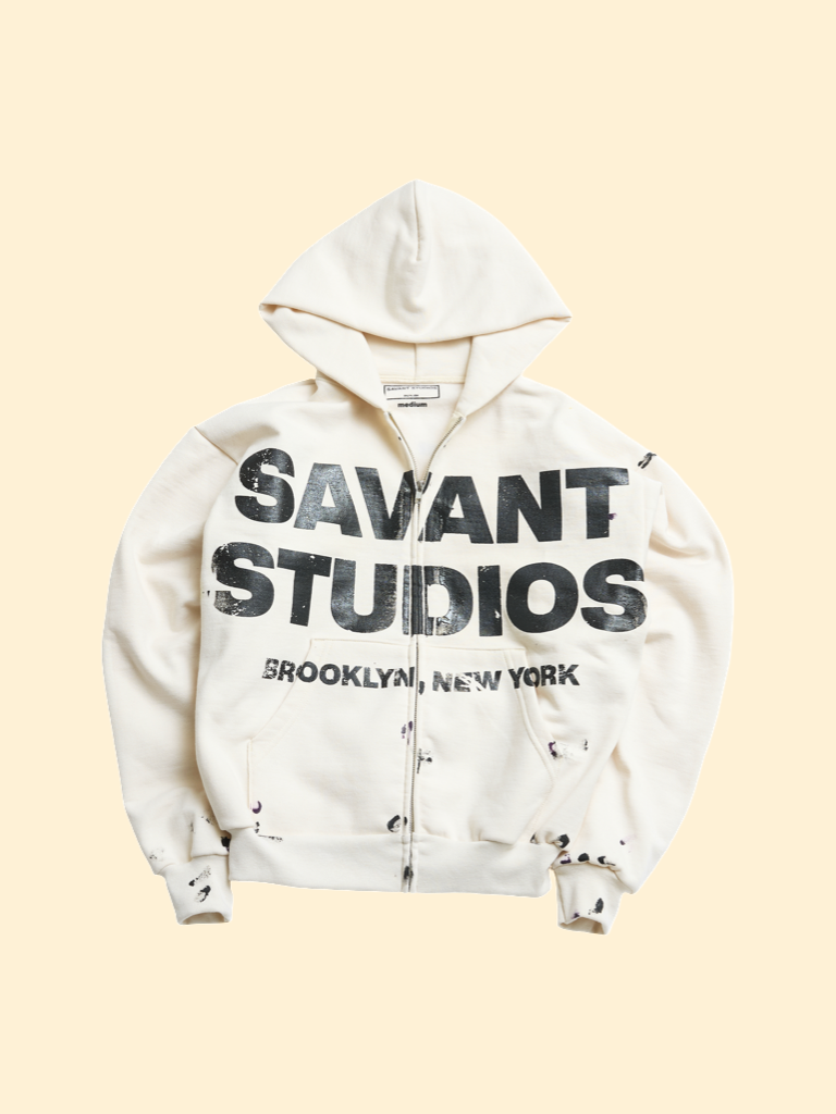 Art School Zip Up Hoodie (Cream)