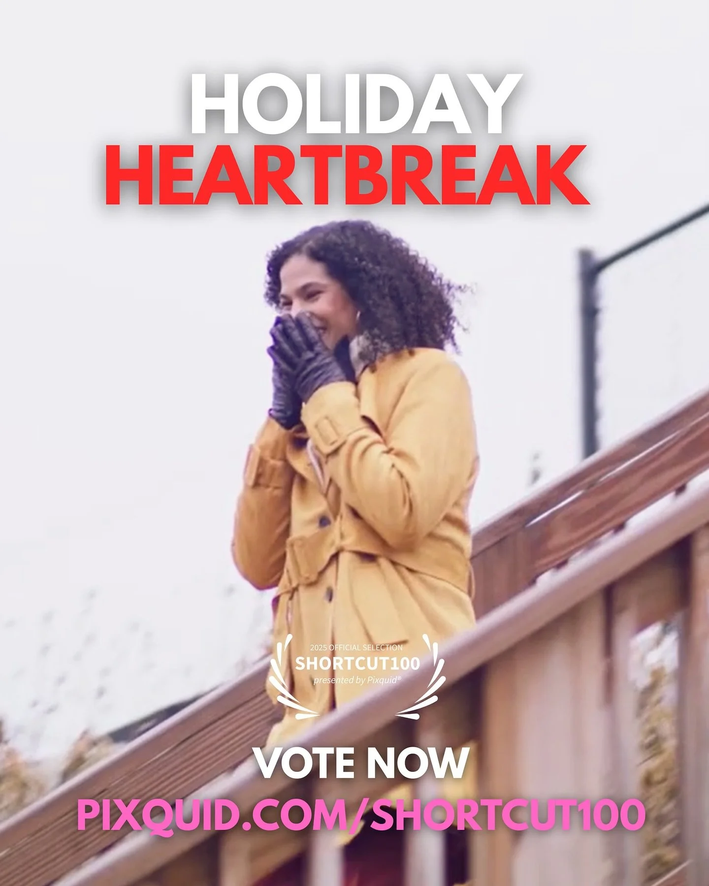 Holiday Heartbreak is an Official Selection at the 2025 Shortcut 100 Film Festival, brought to you by PIXQUID!

Voting is OPEN until Oct 10 Pixquid.com/shortcut100 
Use Code: SC100V50 link in bio.

Nominated for:
🪓 Best Shot in Chicago
🪓 Audience A