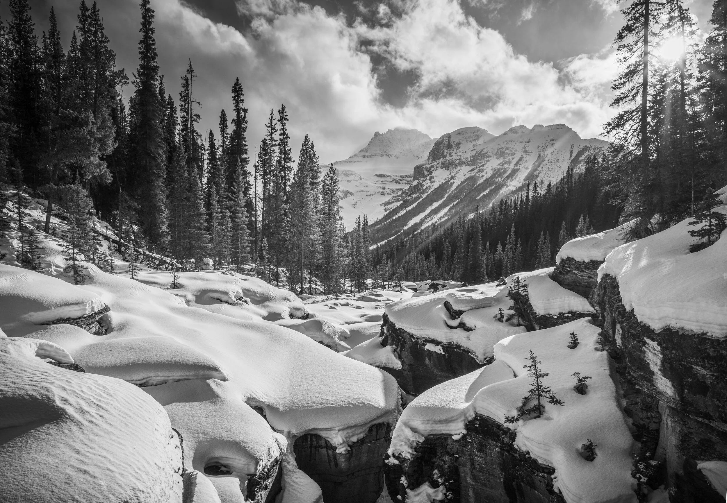 Mistaya Canyon, Black and White 