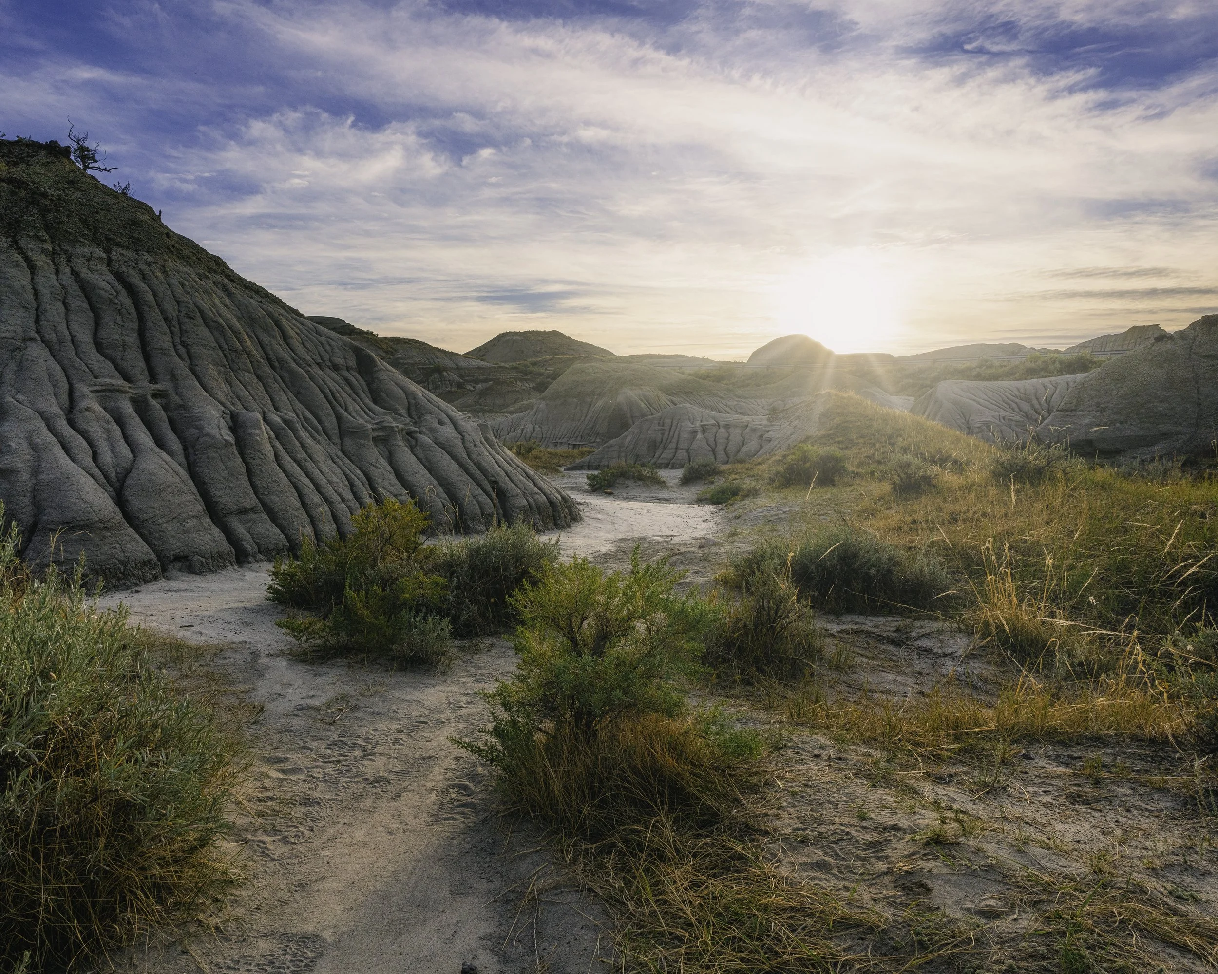 Dinosaur Provincial Park Trail with Sunset Sep 2021 .jpg