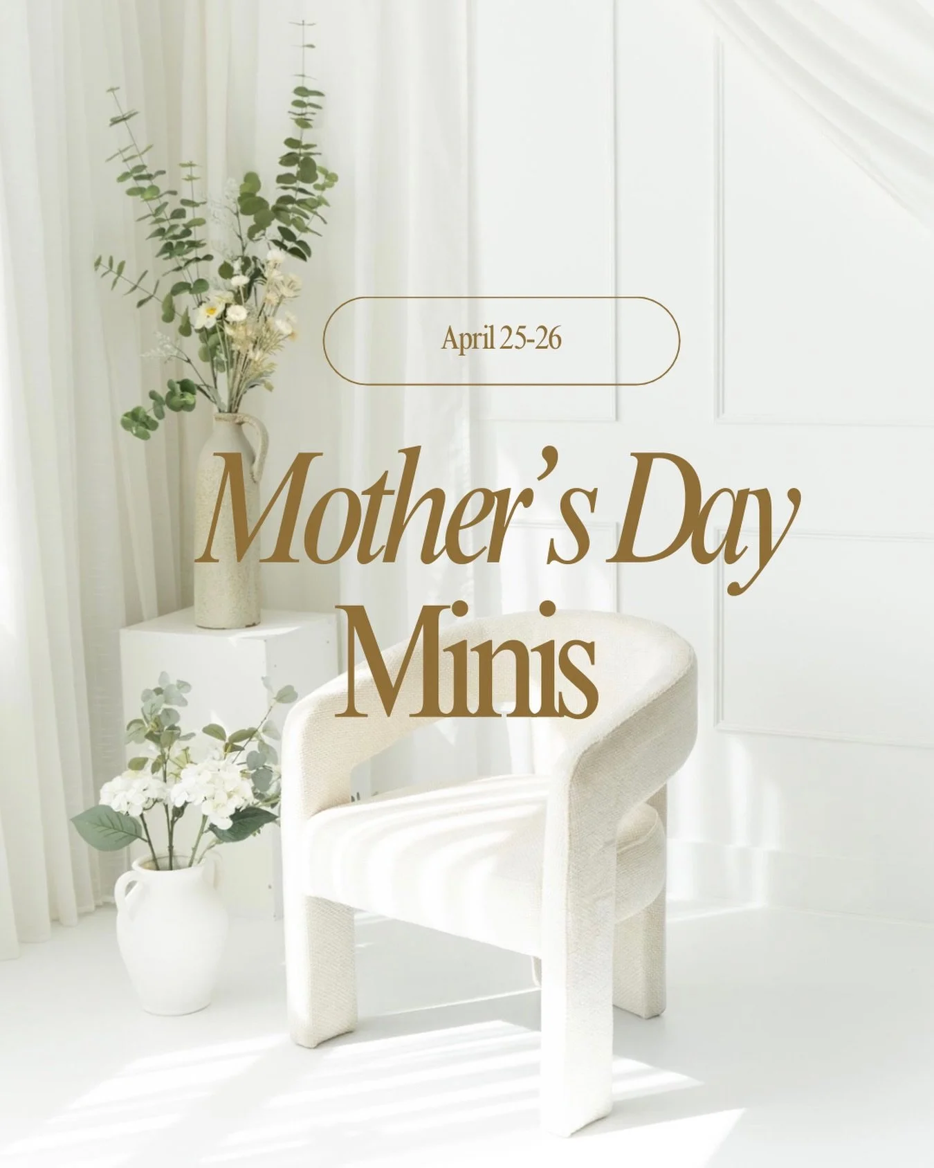 Life is crazy! Mother&rsquo;s Day is just around the corner! Come to our studio and let&rsquo;s take some beautiful photos of you and your kiddos✨YOU DESERVE IT✨

💛 April 25-26
💛 Two sets:  White with flowers + Brown canvas
💛 Booking details on li